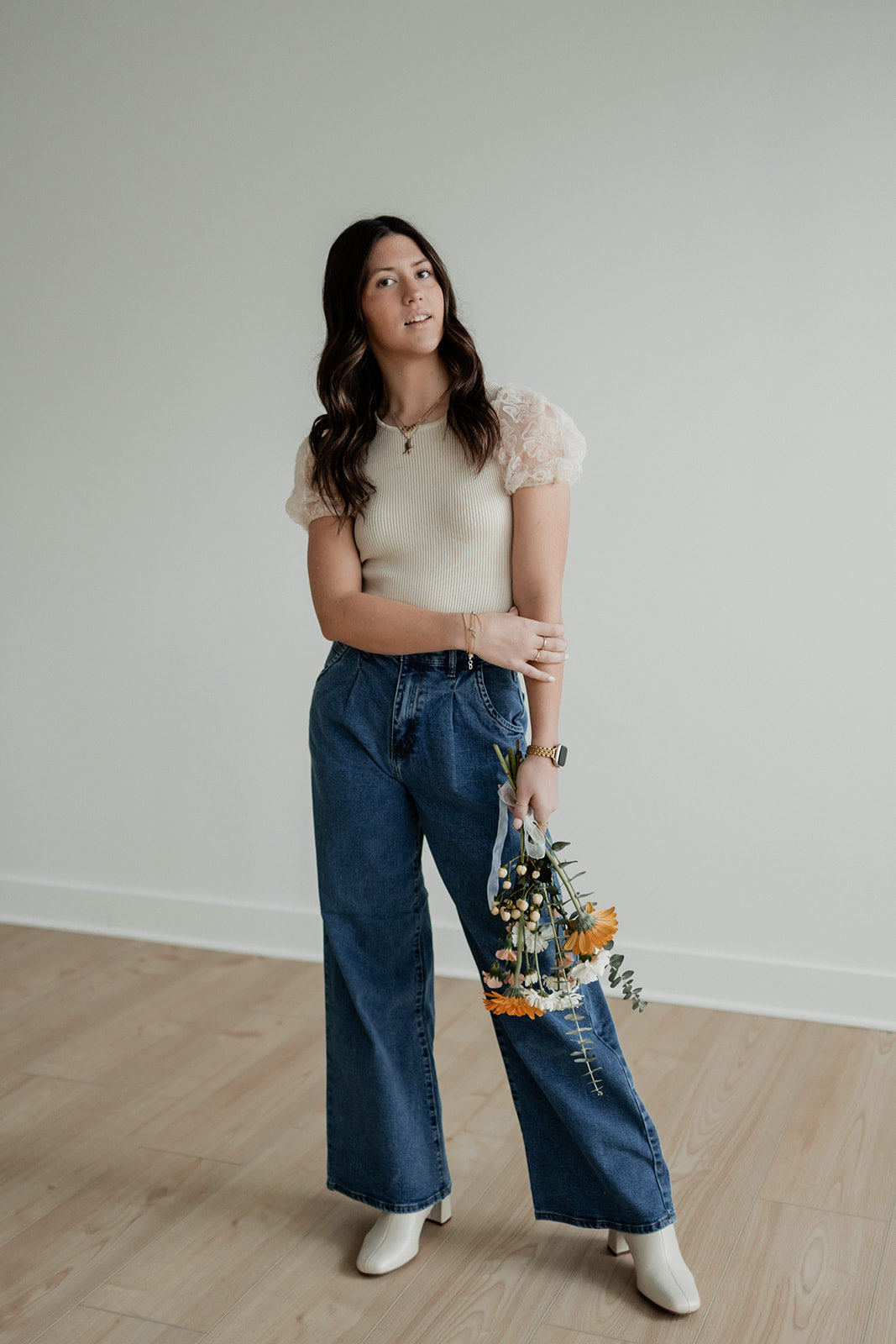 High Class Pleated Wide Leg Jeans