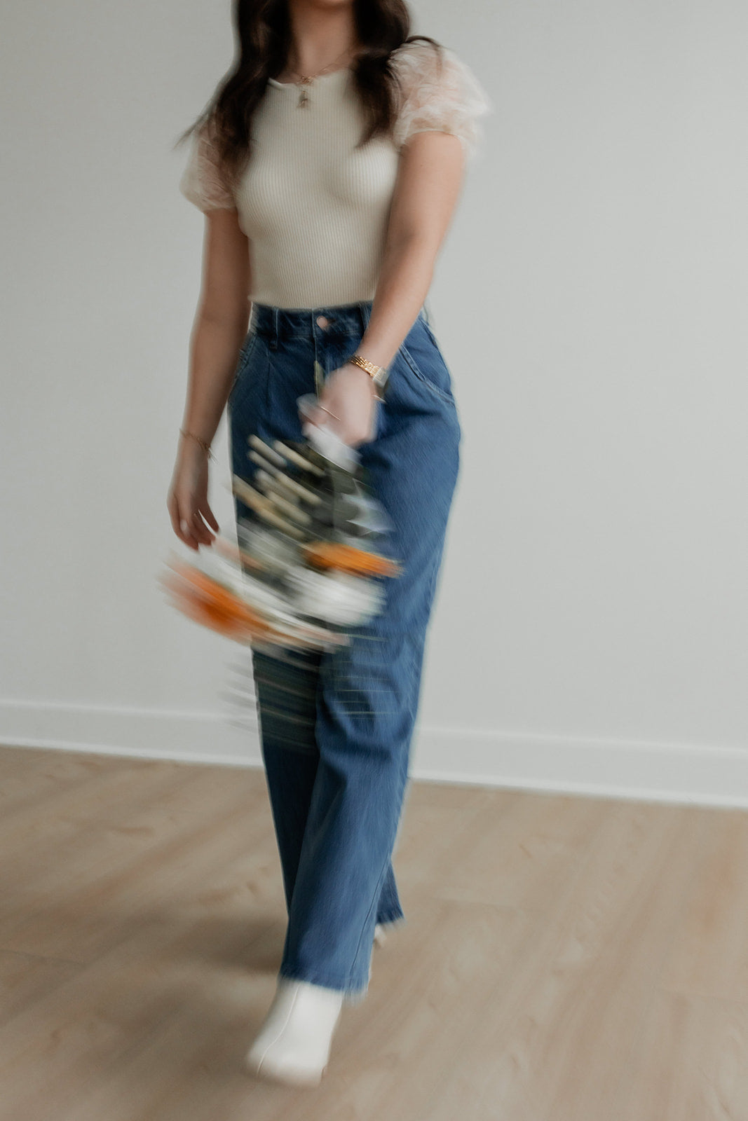 High Class Pleated Wide Leg Jeans