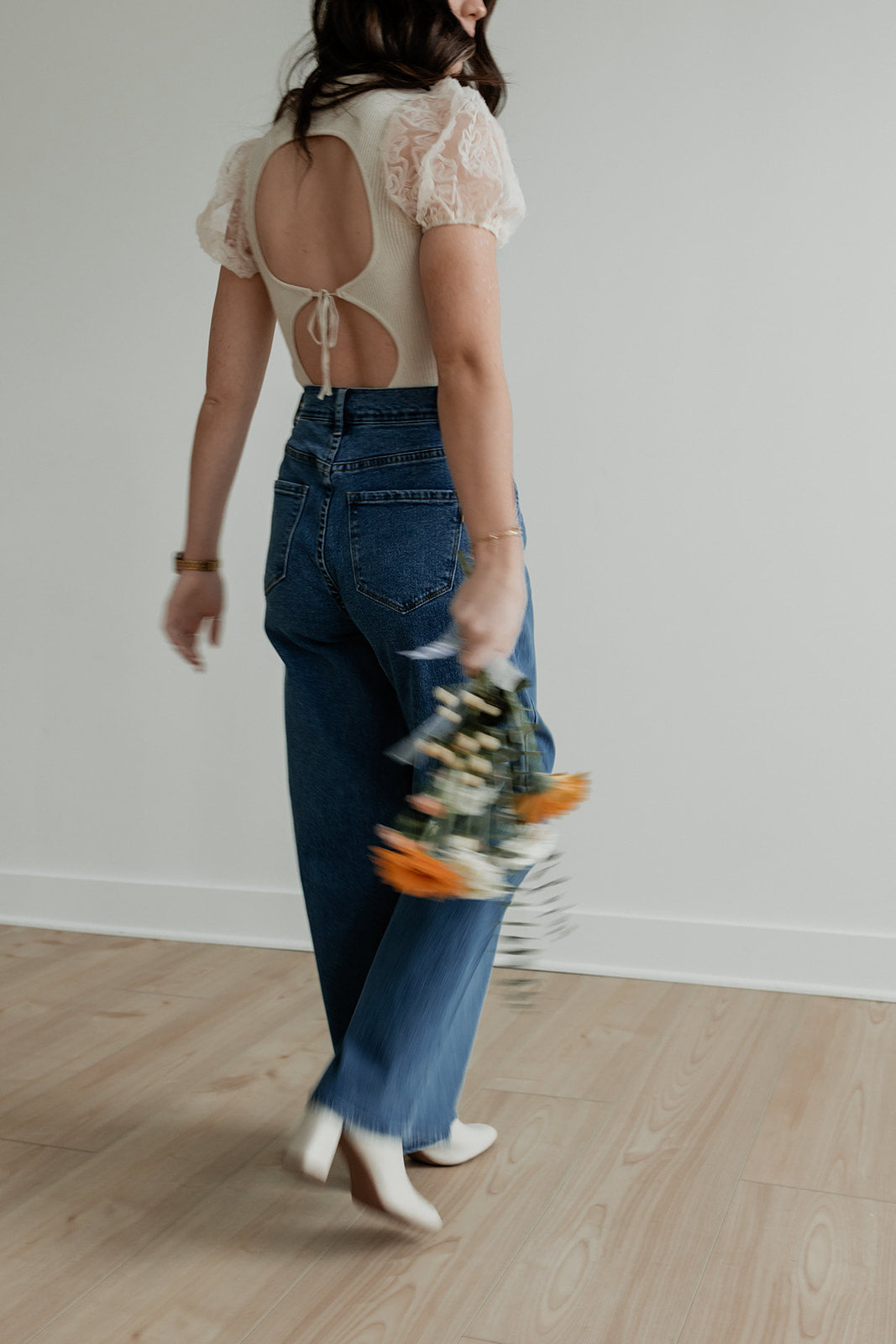 High Class Pleated Wide Leg Jeans