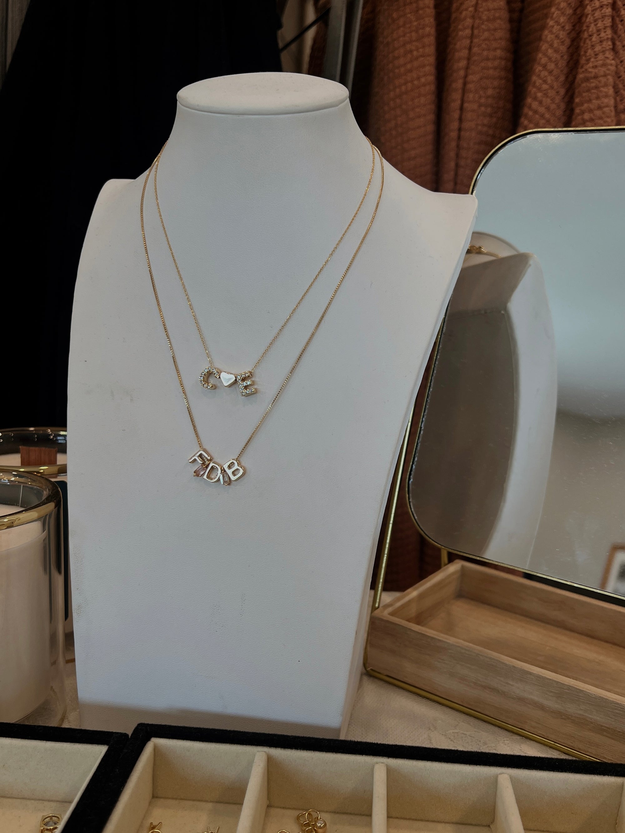 Initial Bar Gold Adjustable Chain