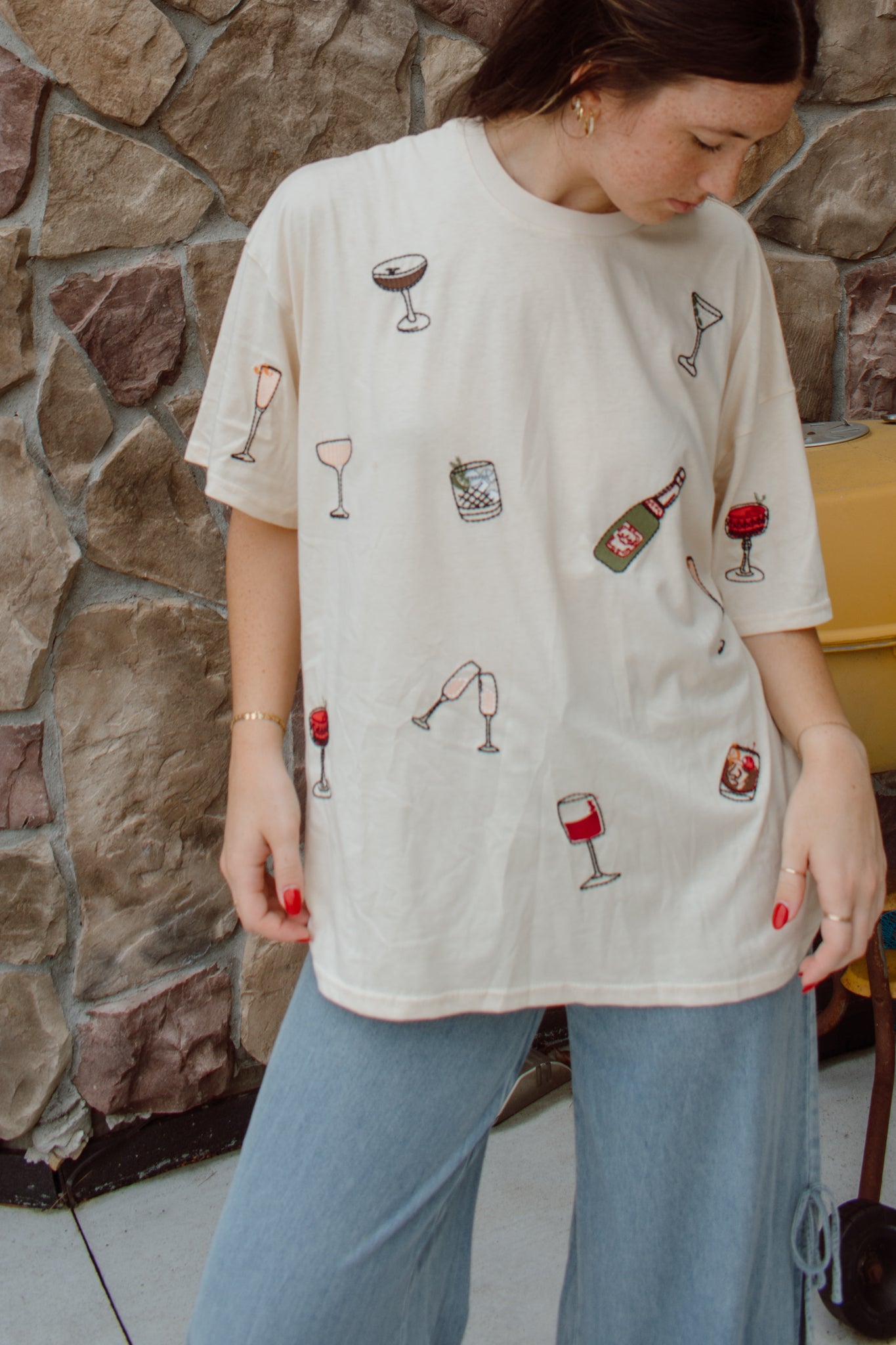 Happy Hour Embroidered T-Shirt