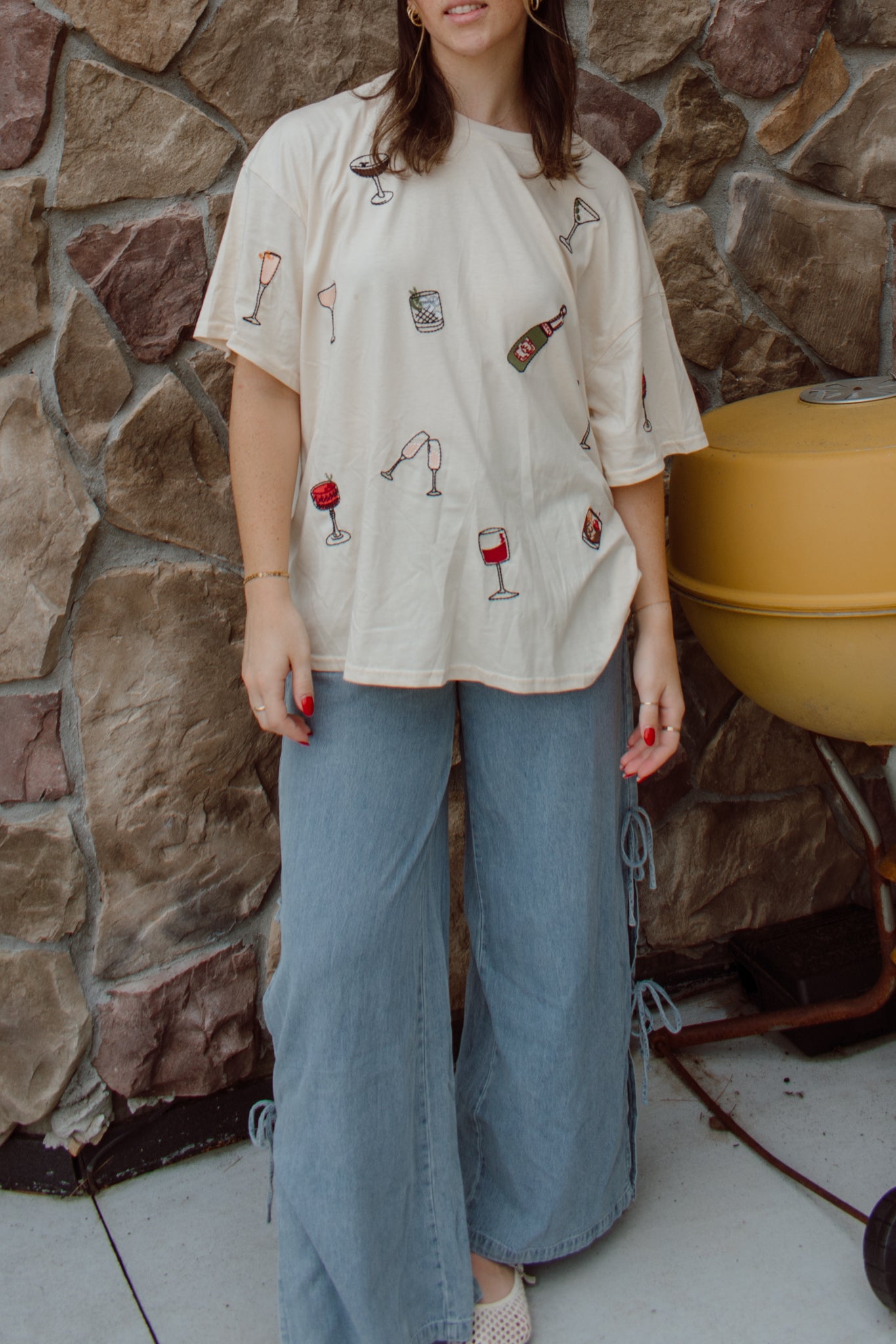 Denim Side Tie Pants