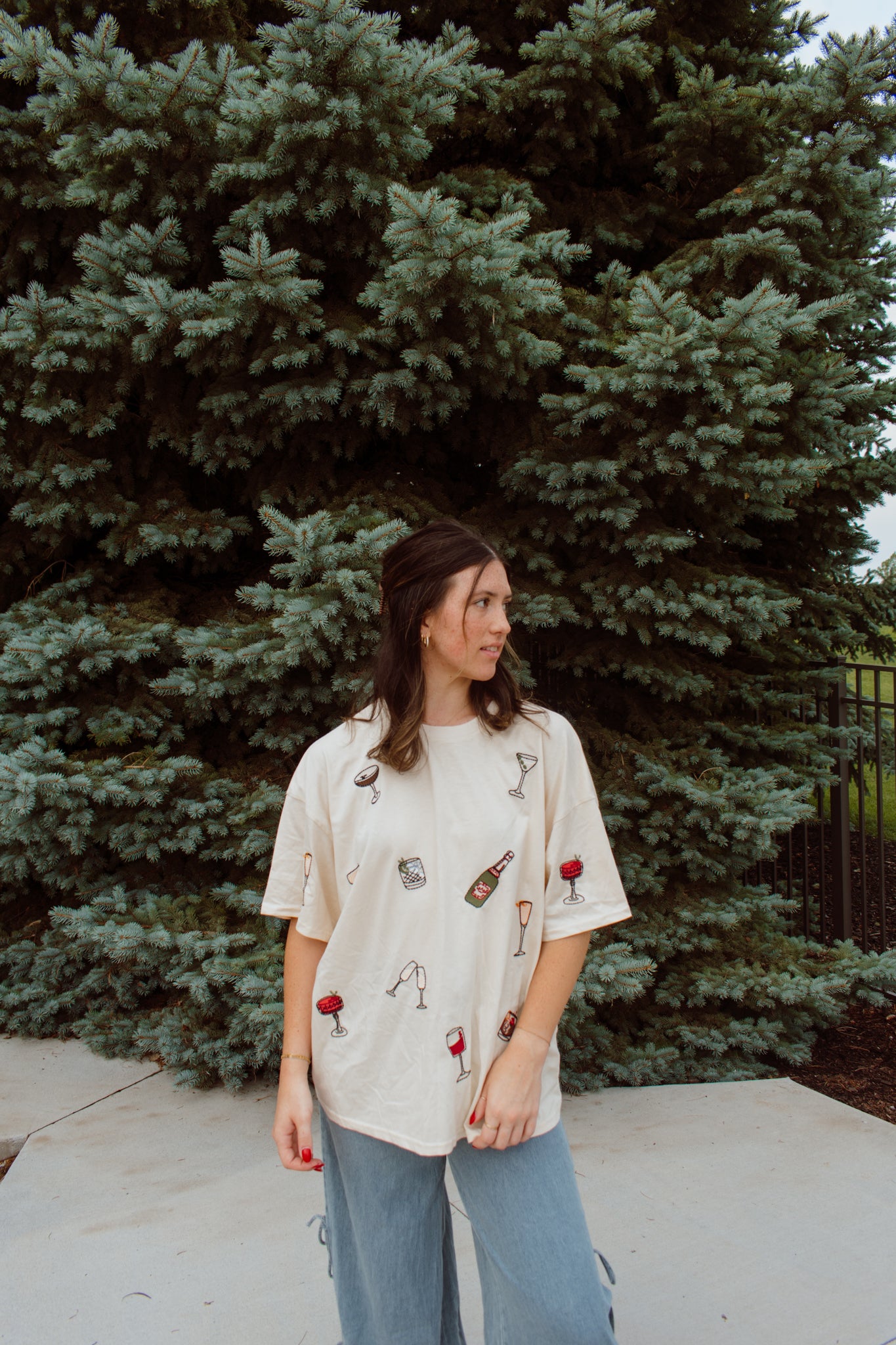 Happy Hour Embroidered T-Shirt
