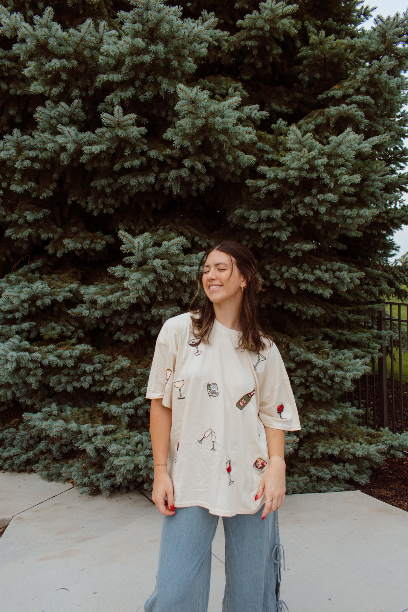 Happy Hour Embroidered T-Shirt