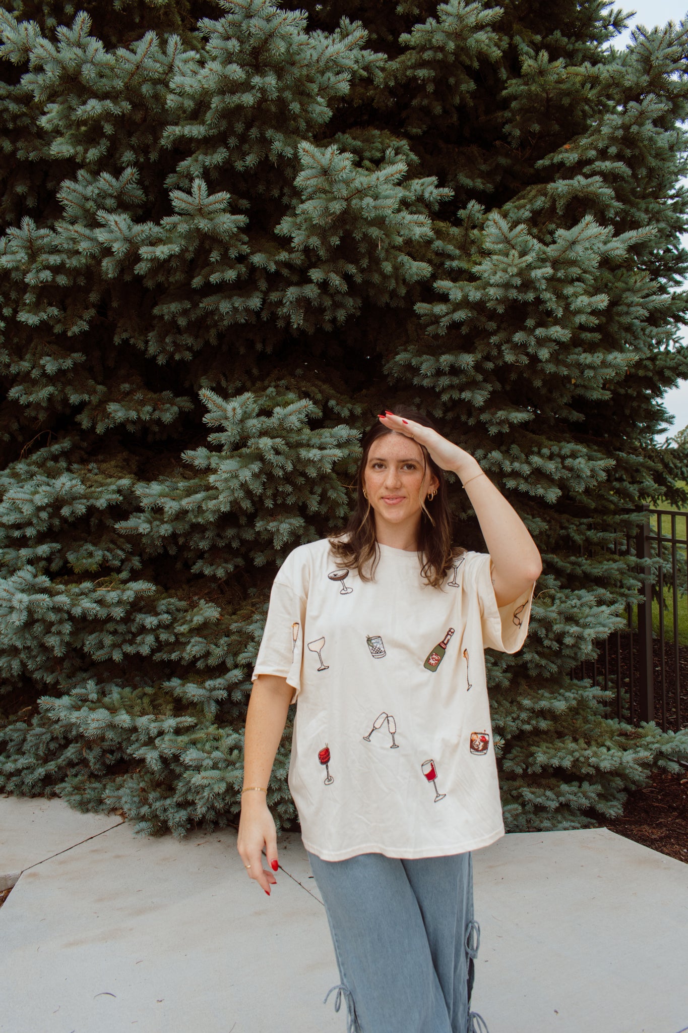 Happy Hour Embroidered T-Shirt