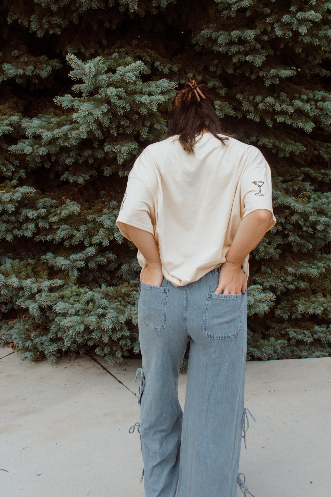 Denim Side Tie Pants