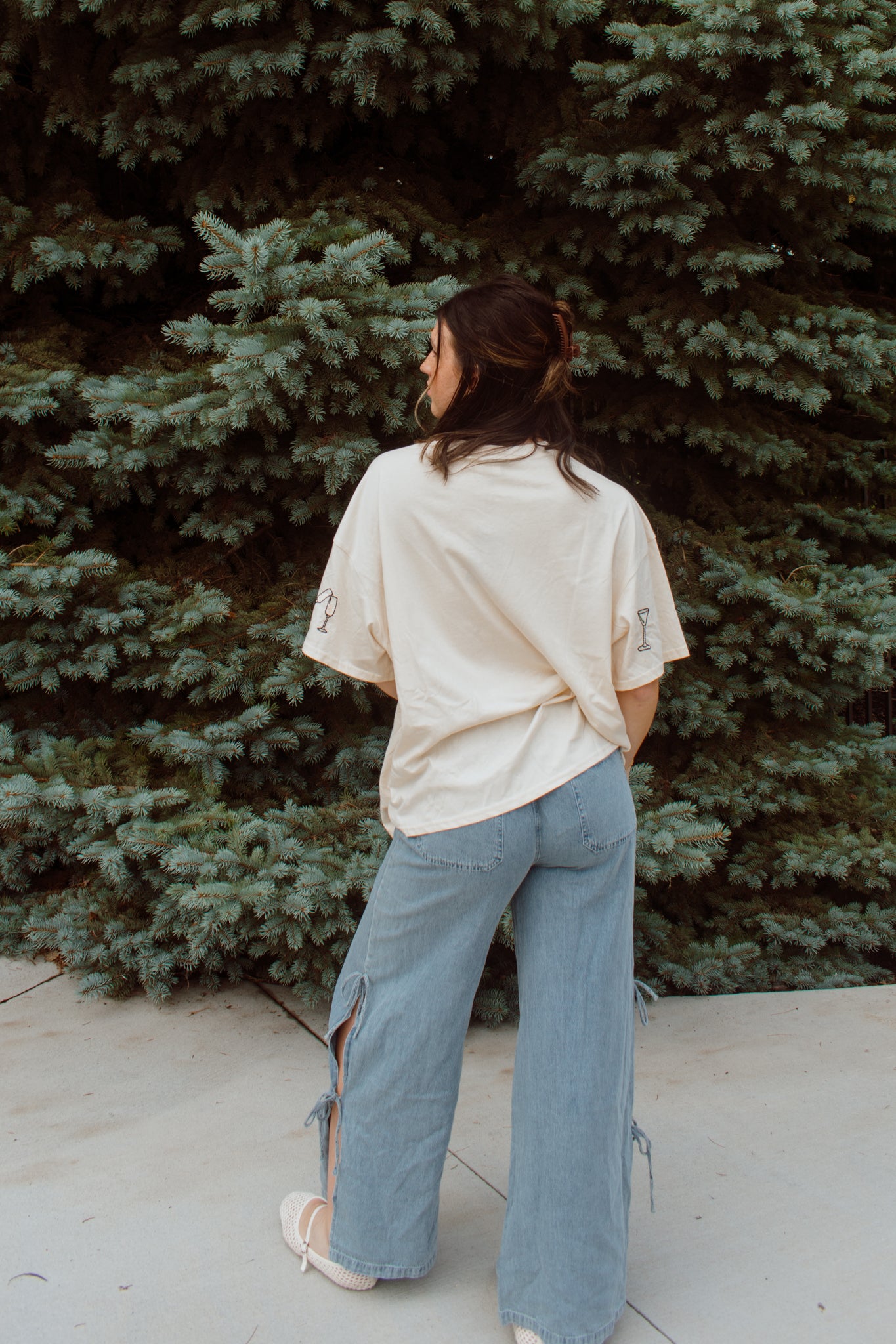 Denim Side Tie Pants