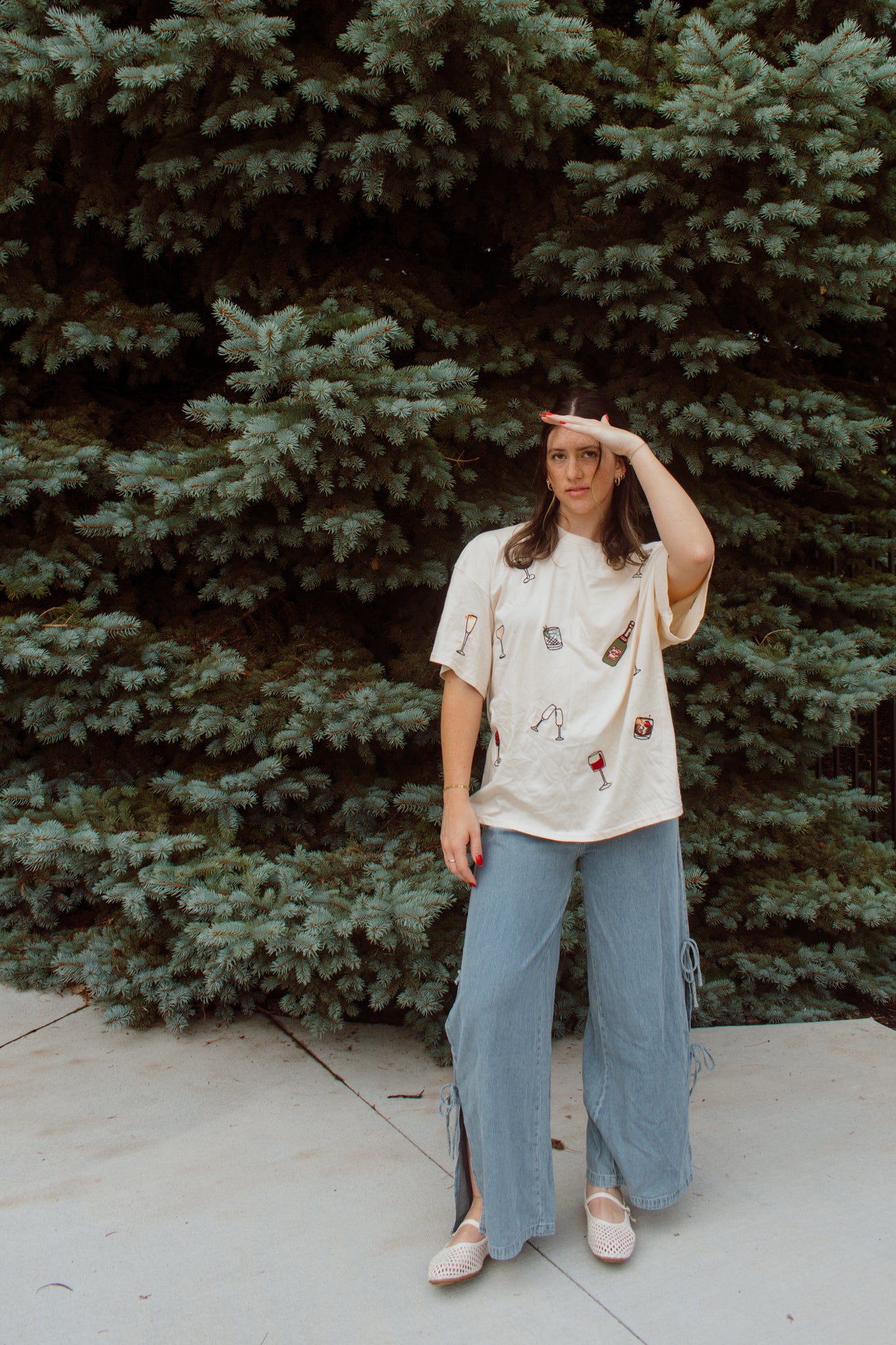 Denim Side Tie Pants