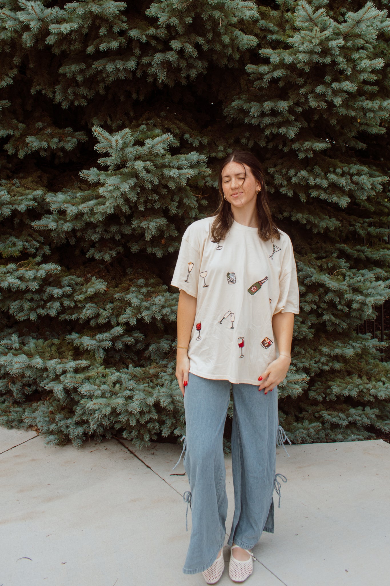 Denim Side Tie Pants