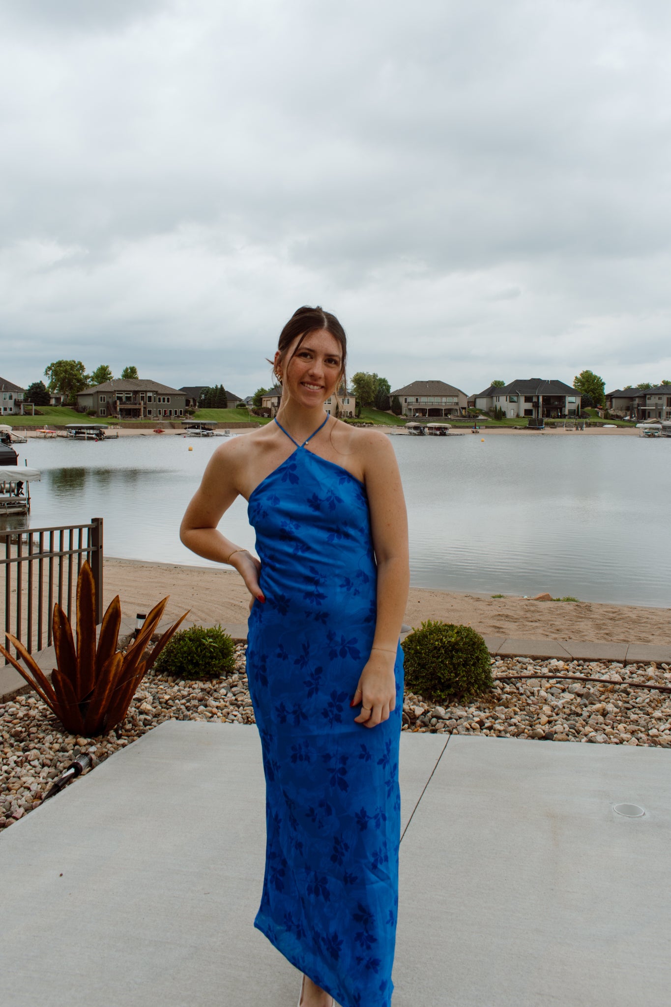 Tidal Wave Halter Midi Dress