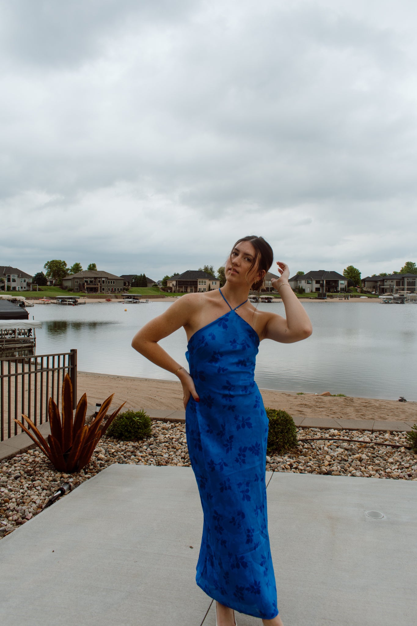 Tidal Wave Halter Midi Dress