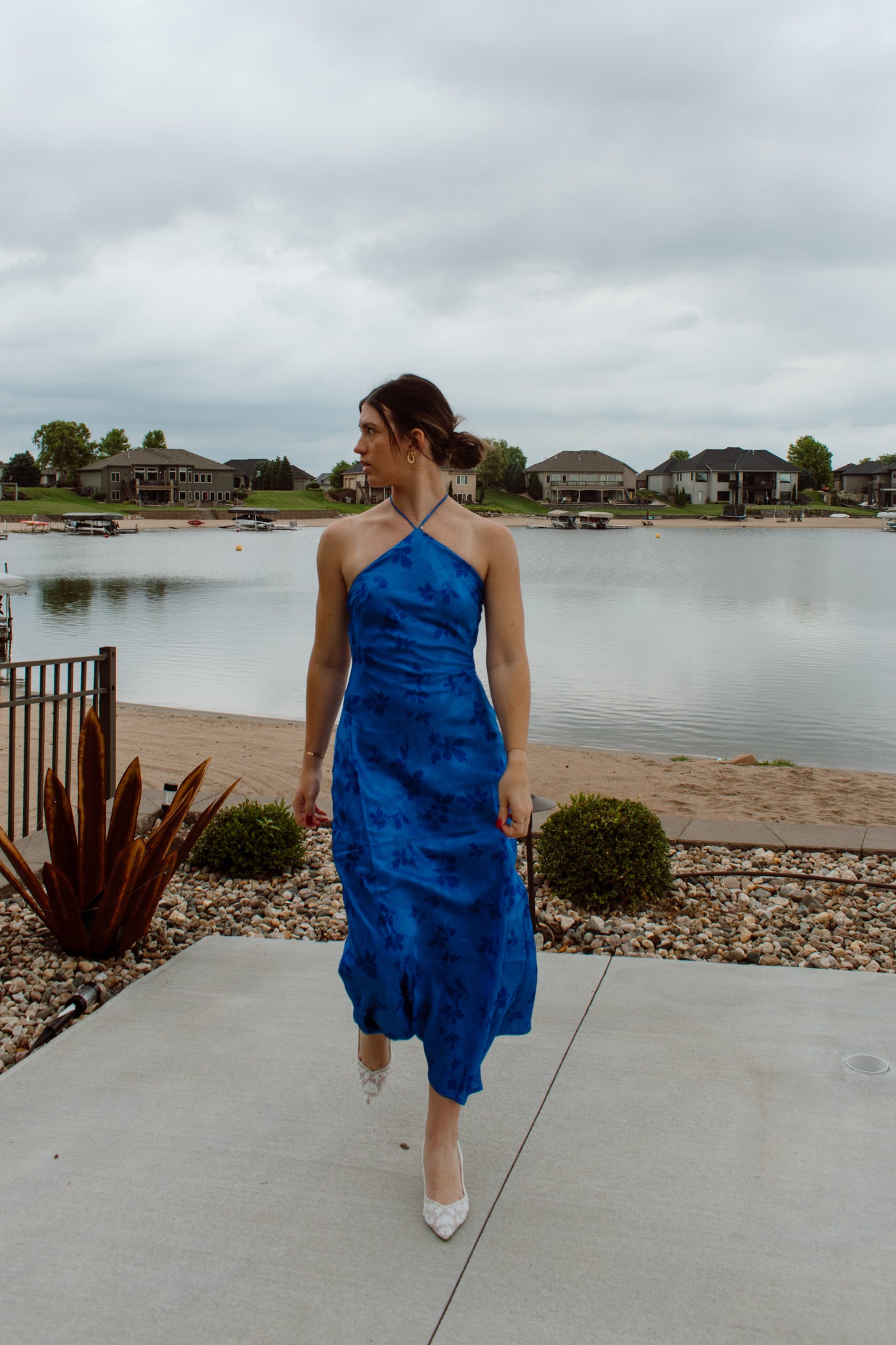 Tidal Wave Halter Midi Dress
