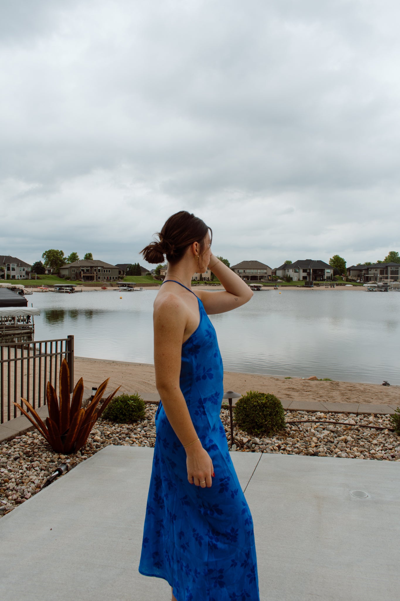 Tidal Wave Halter Midi Dress