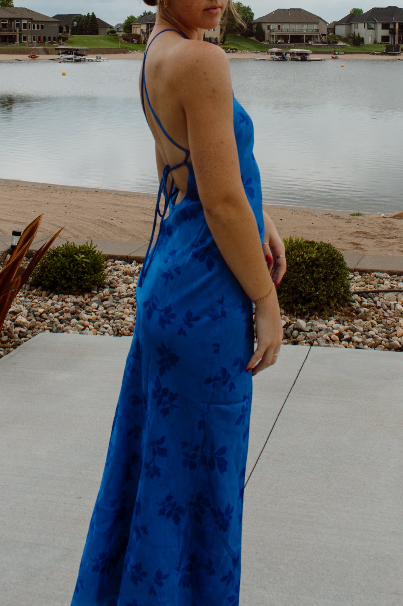 Tidal Wave Halter Midi Dress