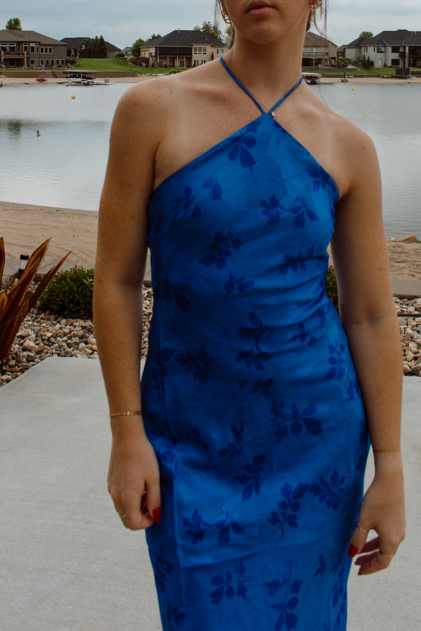 Tidal Wave Halter Midi Dress