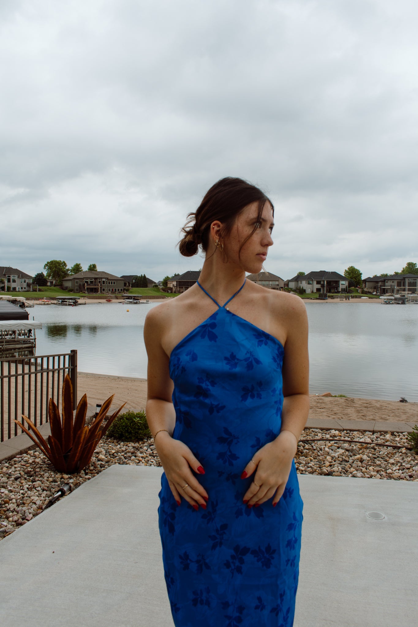 Tidal Wave Halter Midi Dress