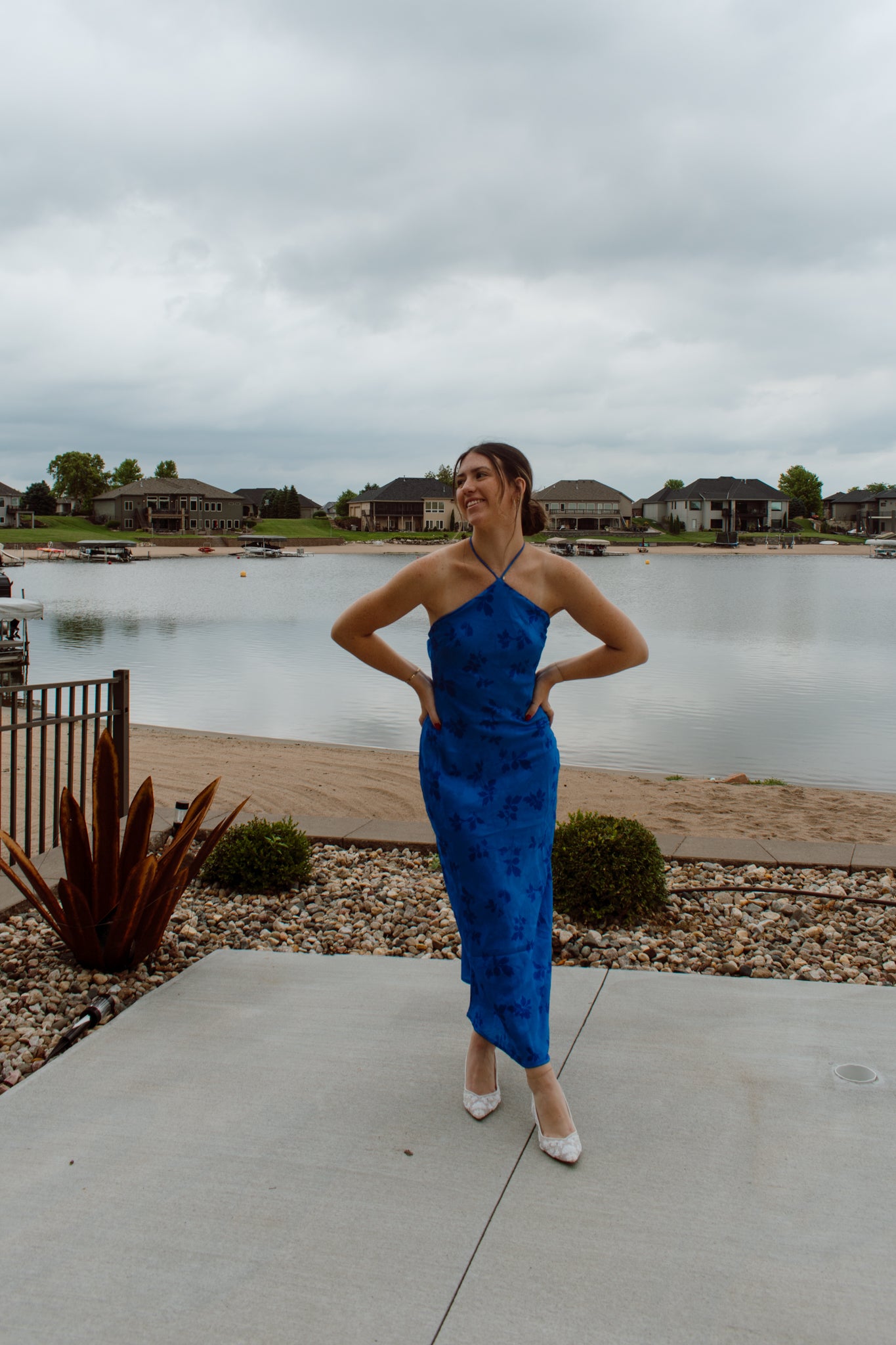 Tidal Wave Halter Midi Dress