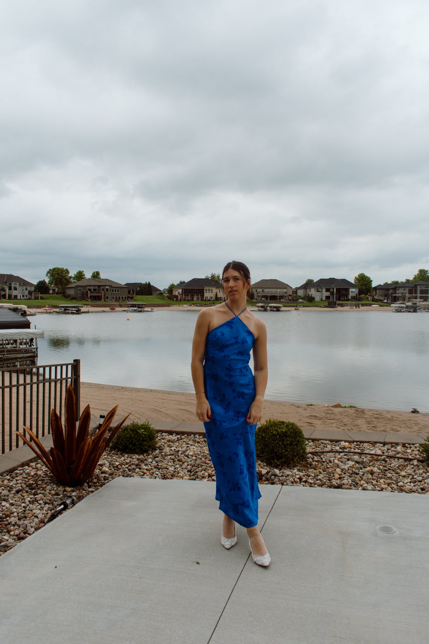 Tidal Wave Halter Midi Dress