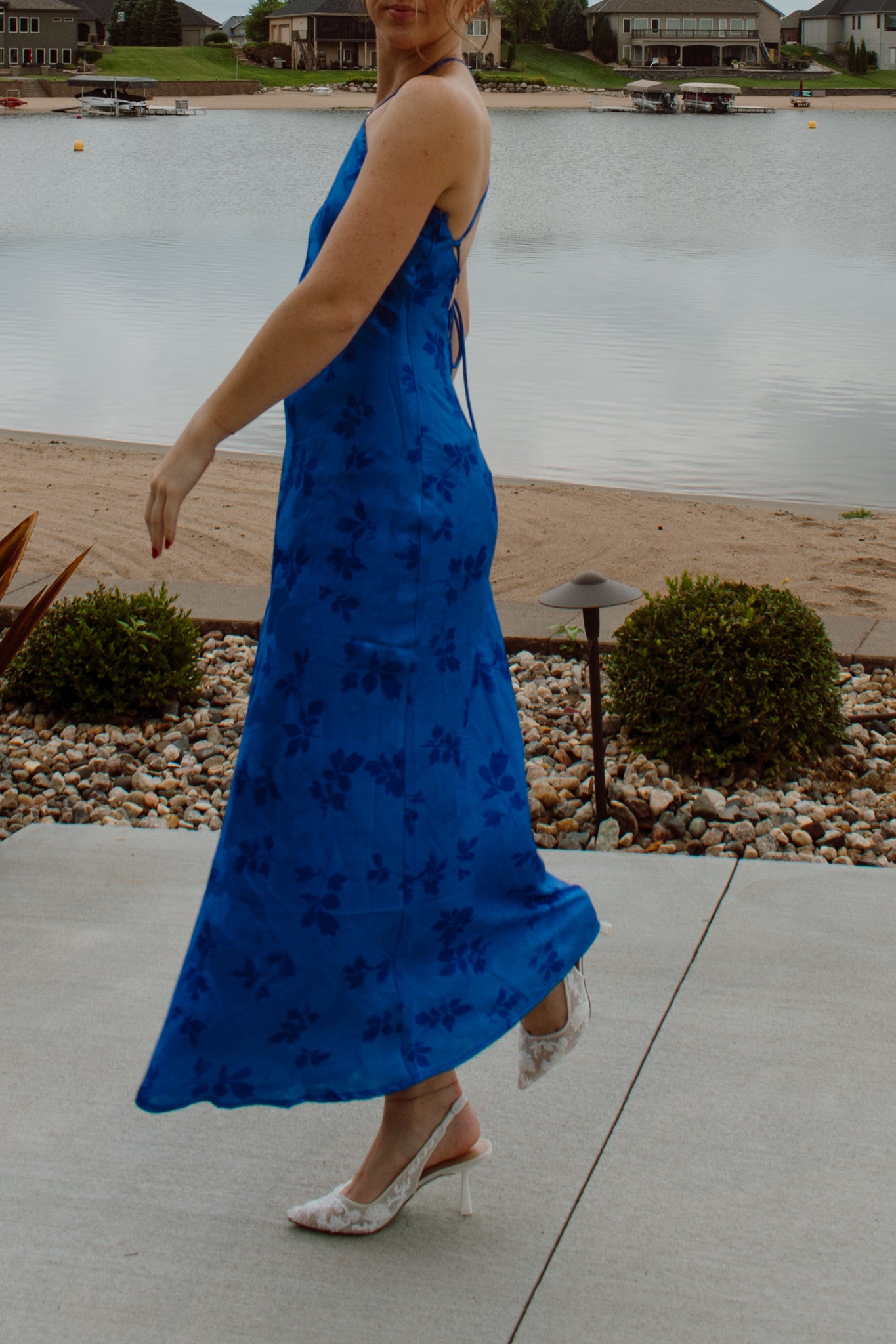 Tidal Wave Halter Midi Dress