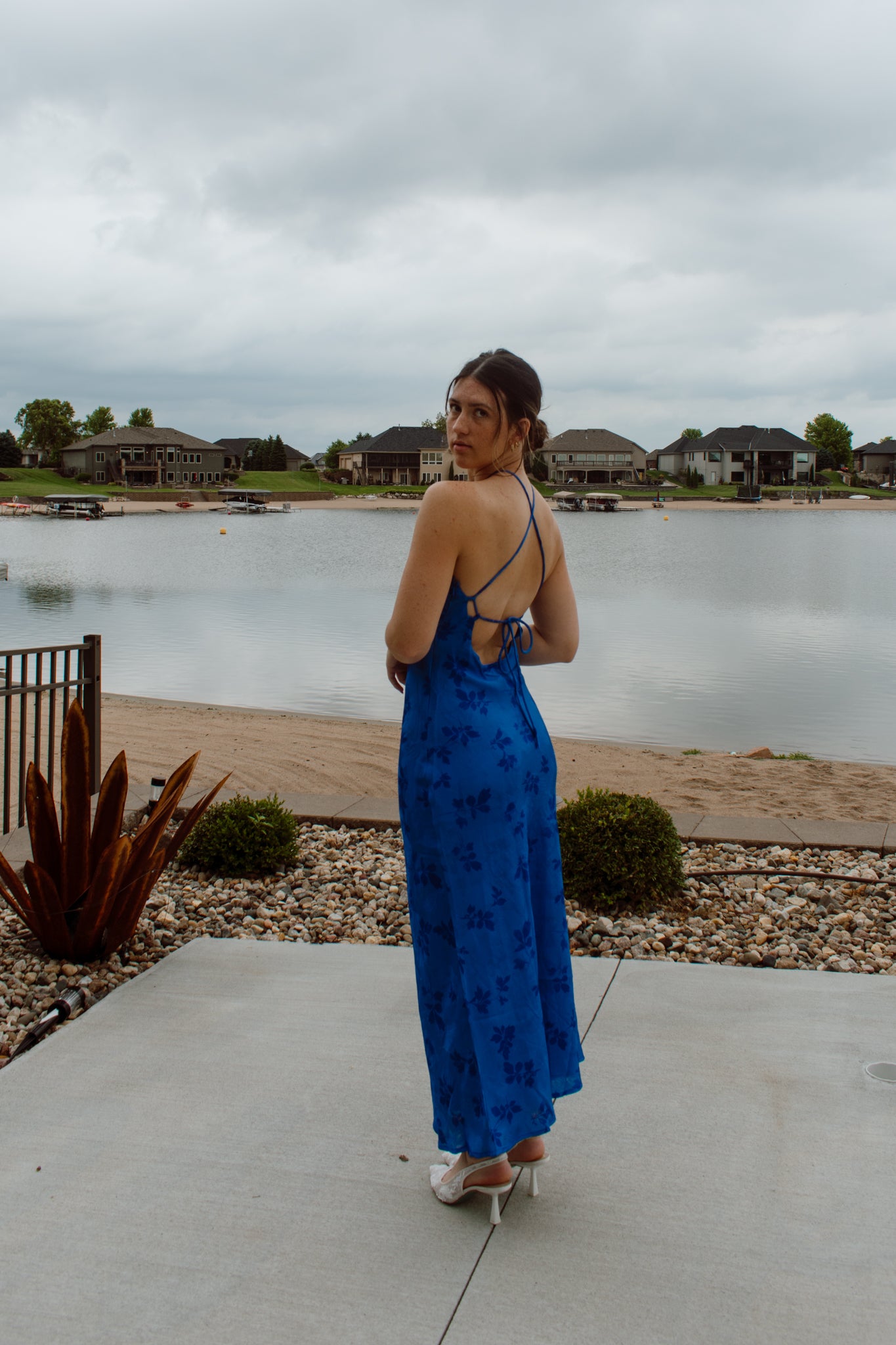 Tidal Wave Halter Midi Dress