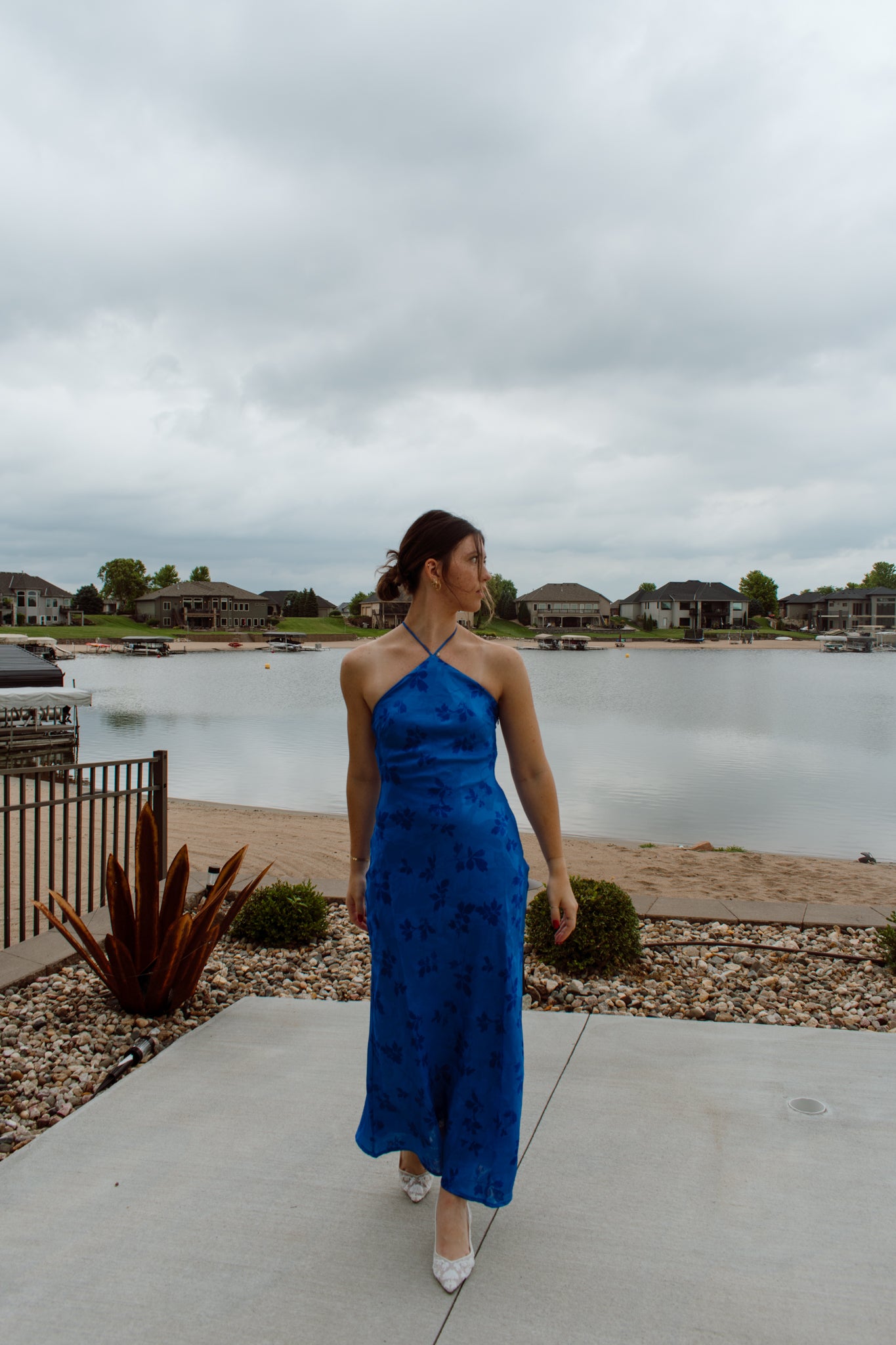 Tidal Wave Halter Midi Dress
