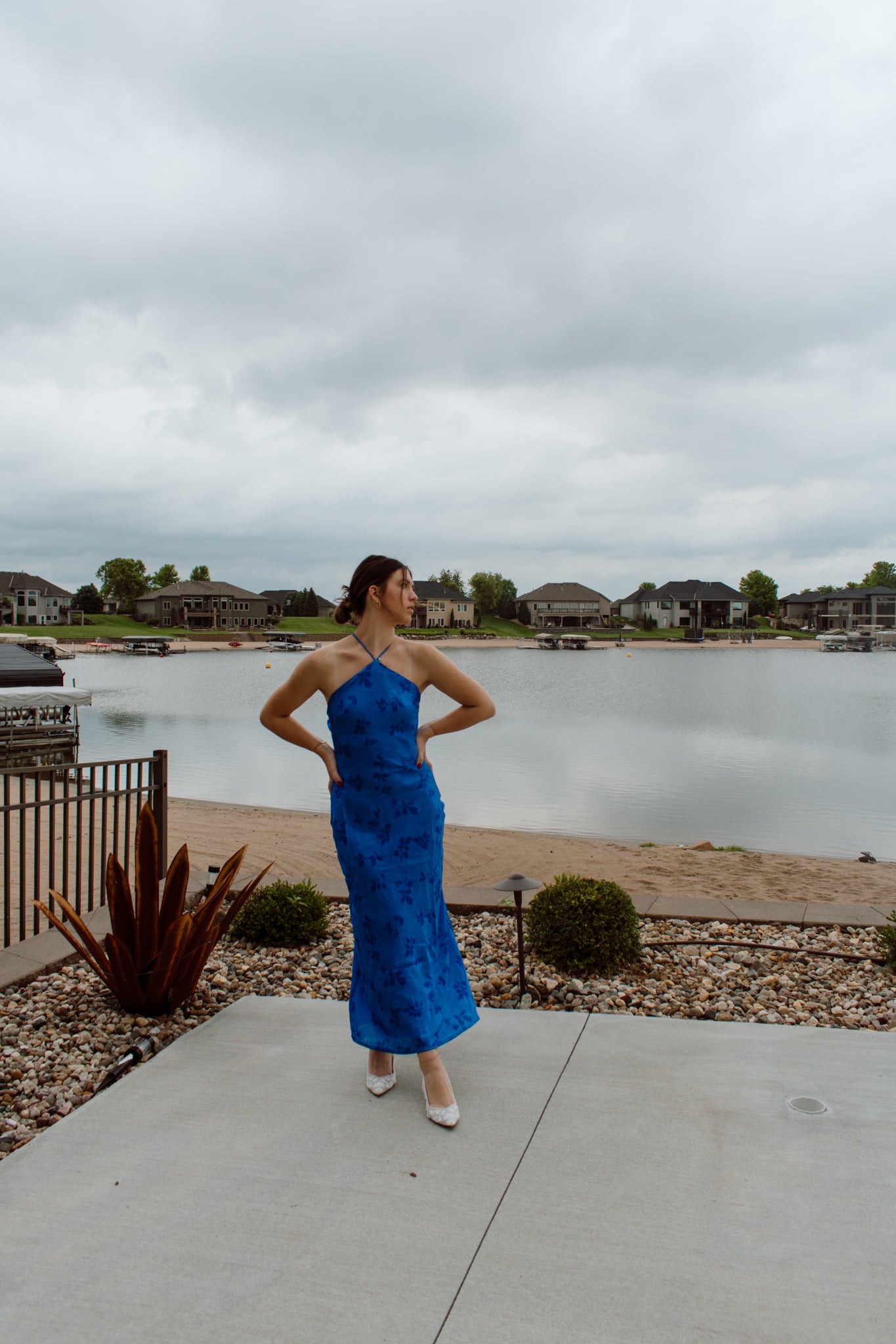 Tidal Wave Halter Midi Dress