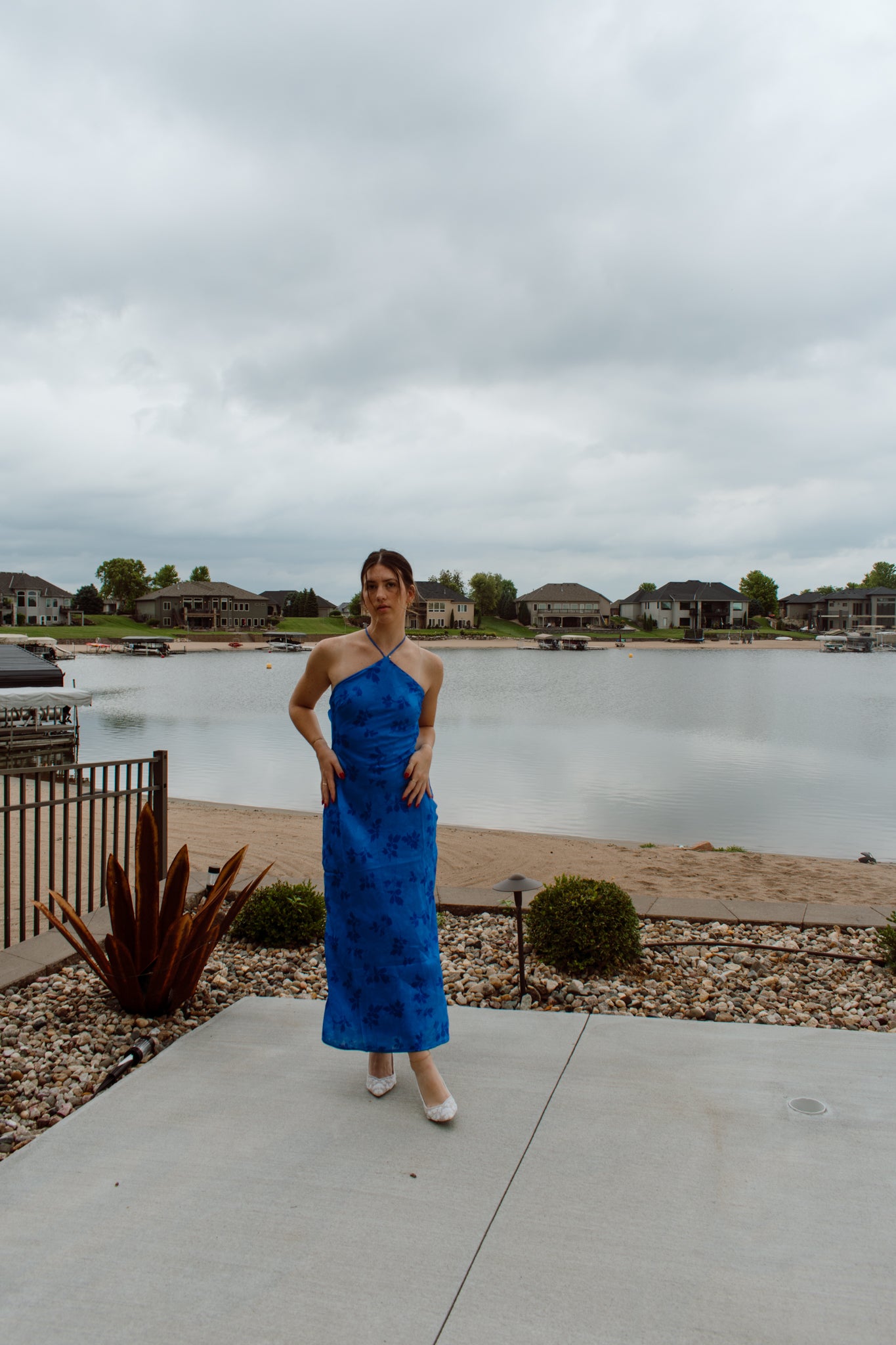 Tidal Wave Halter Midi Dress