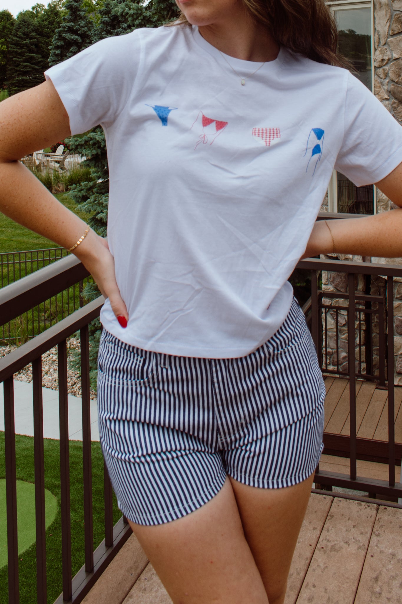 Pinstripe Denim Shorts