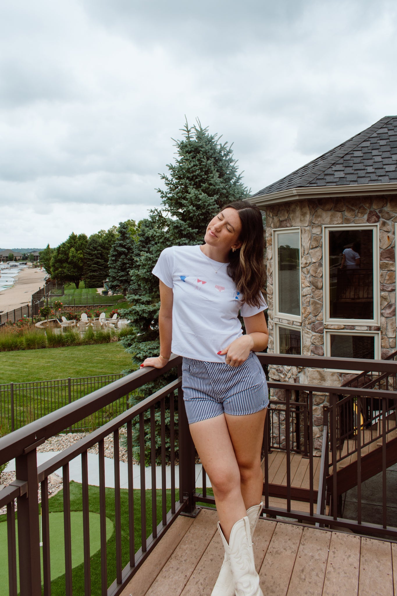 Pinstripe Denim Shorts
