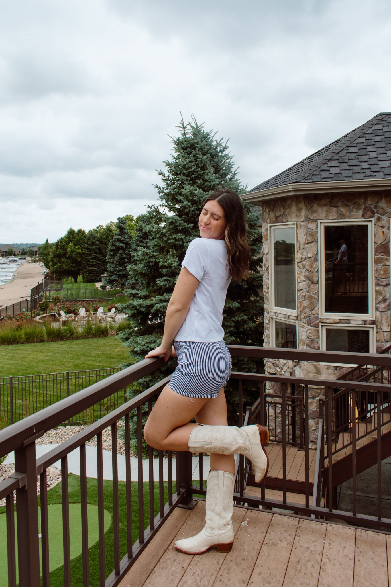 Pinstripe Denim Shorts