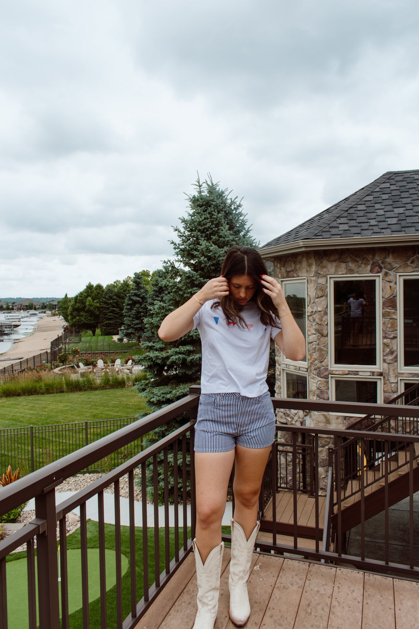 Pinstripe Denim Shorts