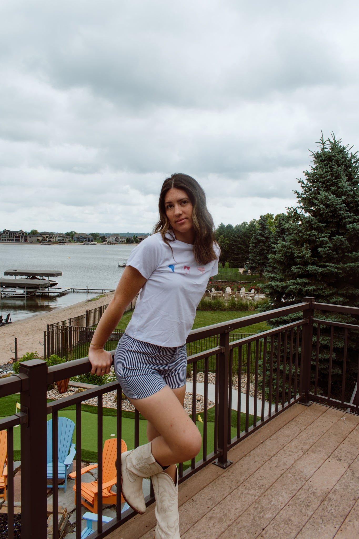 Pinstripe Denim Shorts