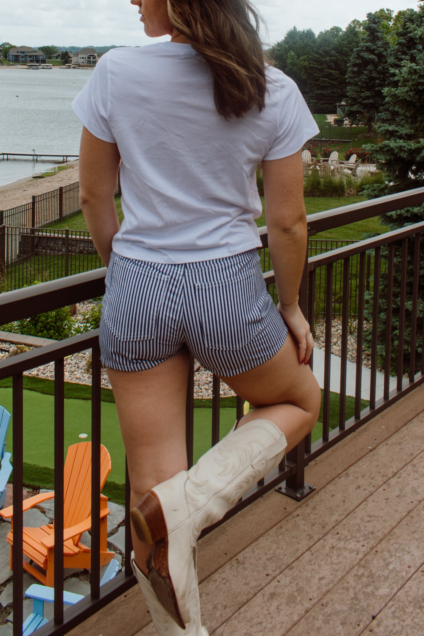 Pinstripe Denim Shorts