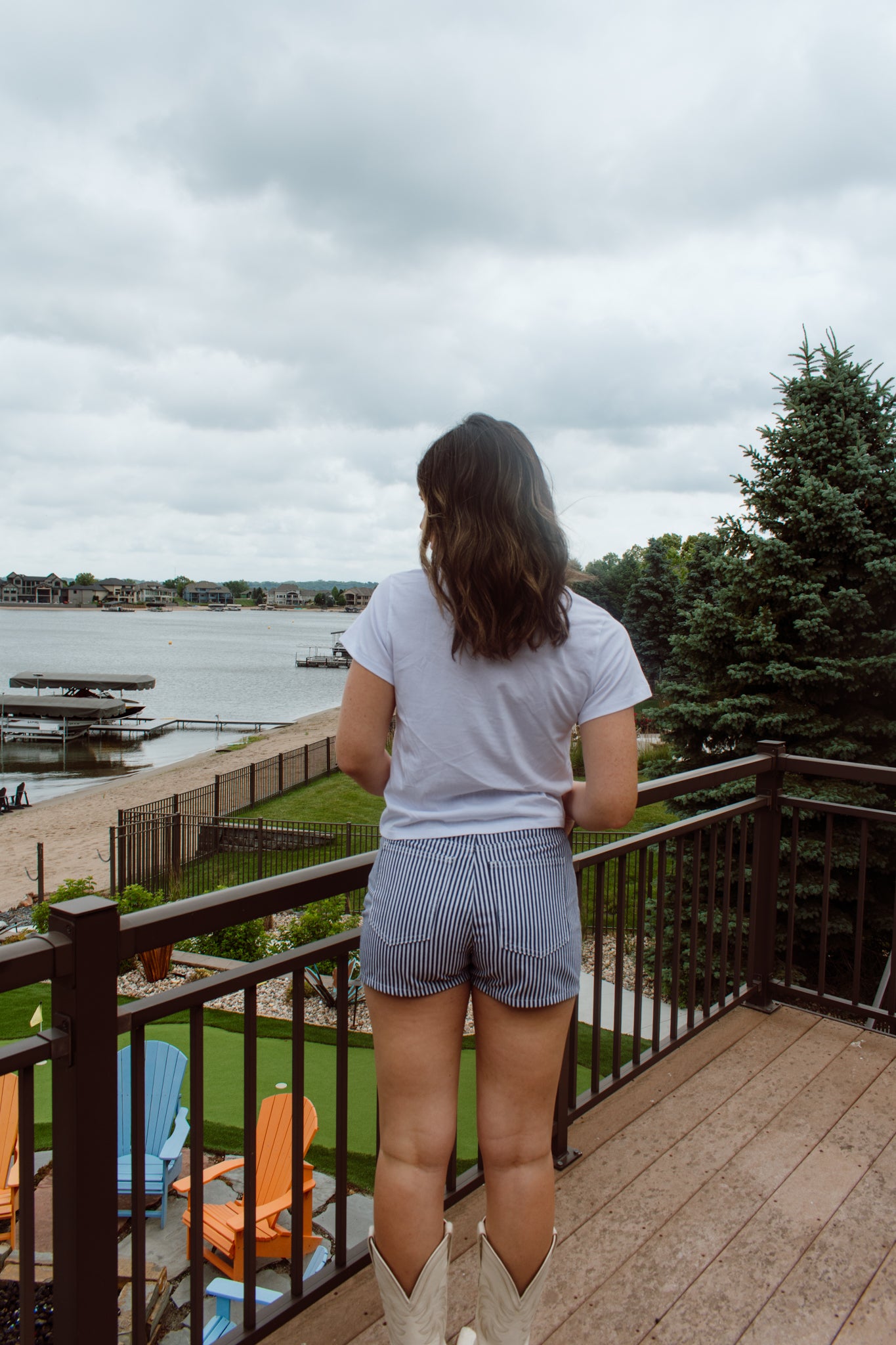 Pinstripe Denim Shorts