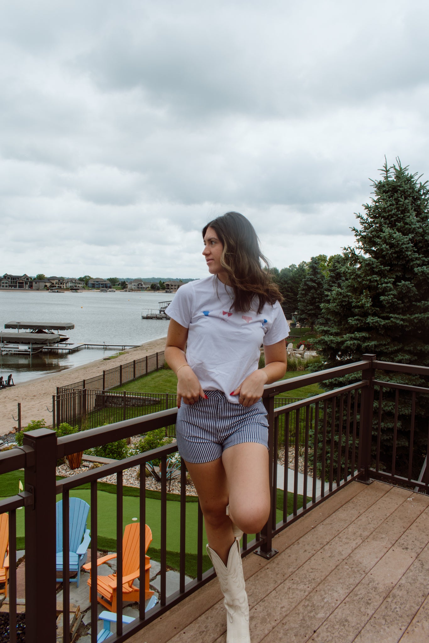 Pinstripe Denim Shorts