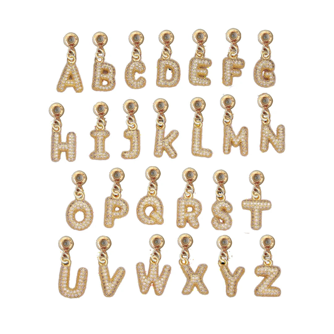 Gold Bubble Letter Grip Charms