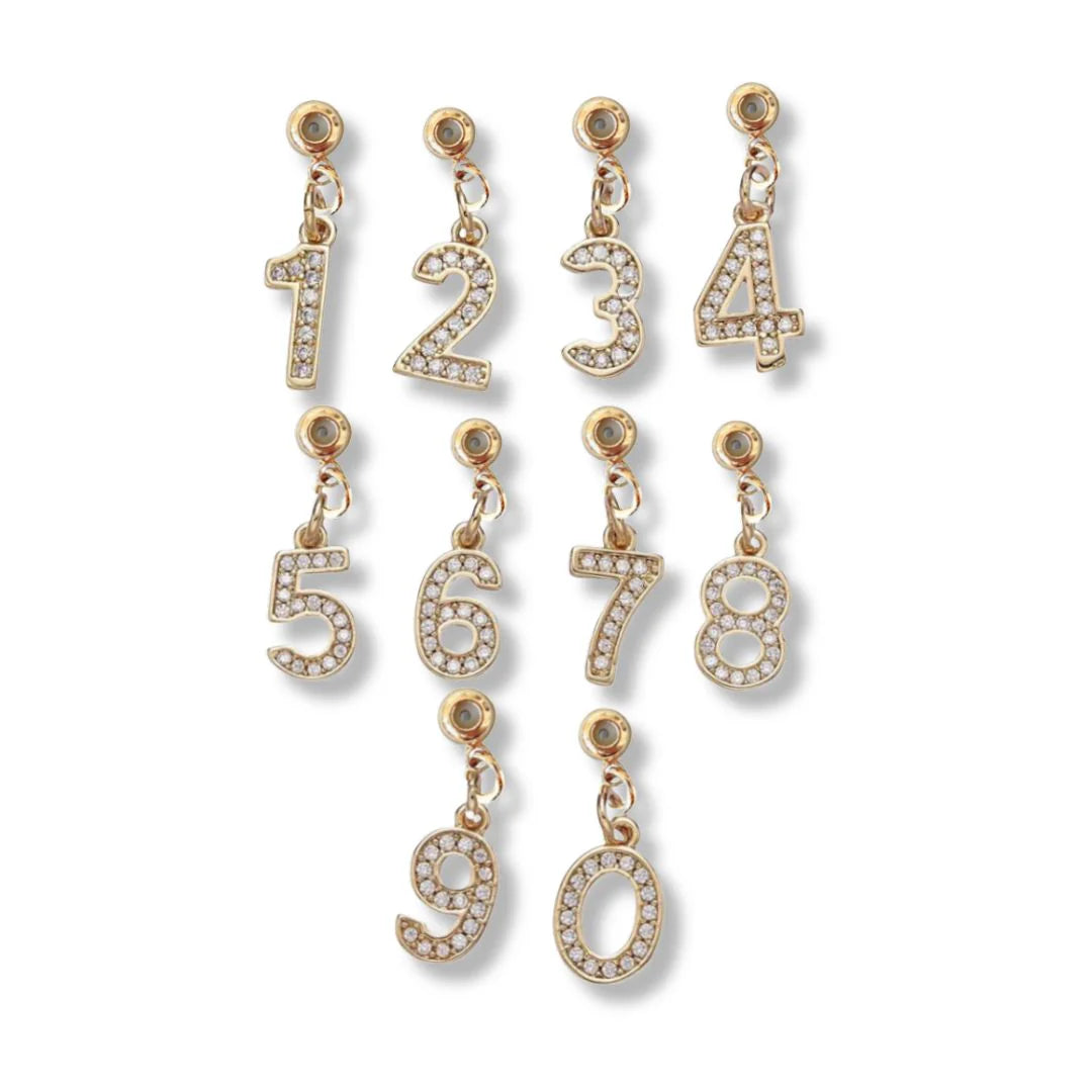 Gold Number Grip Charms