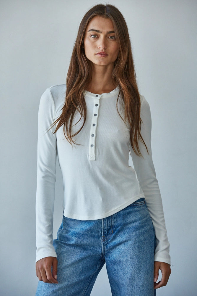 Ribbed Long Sleeve Henley