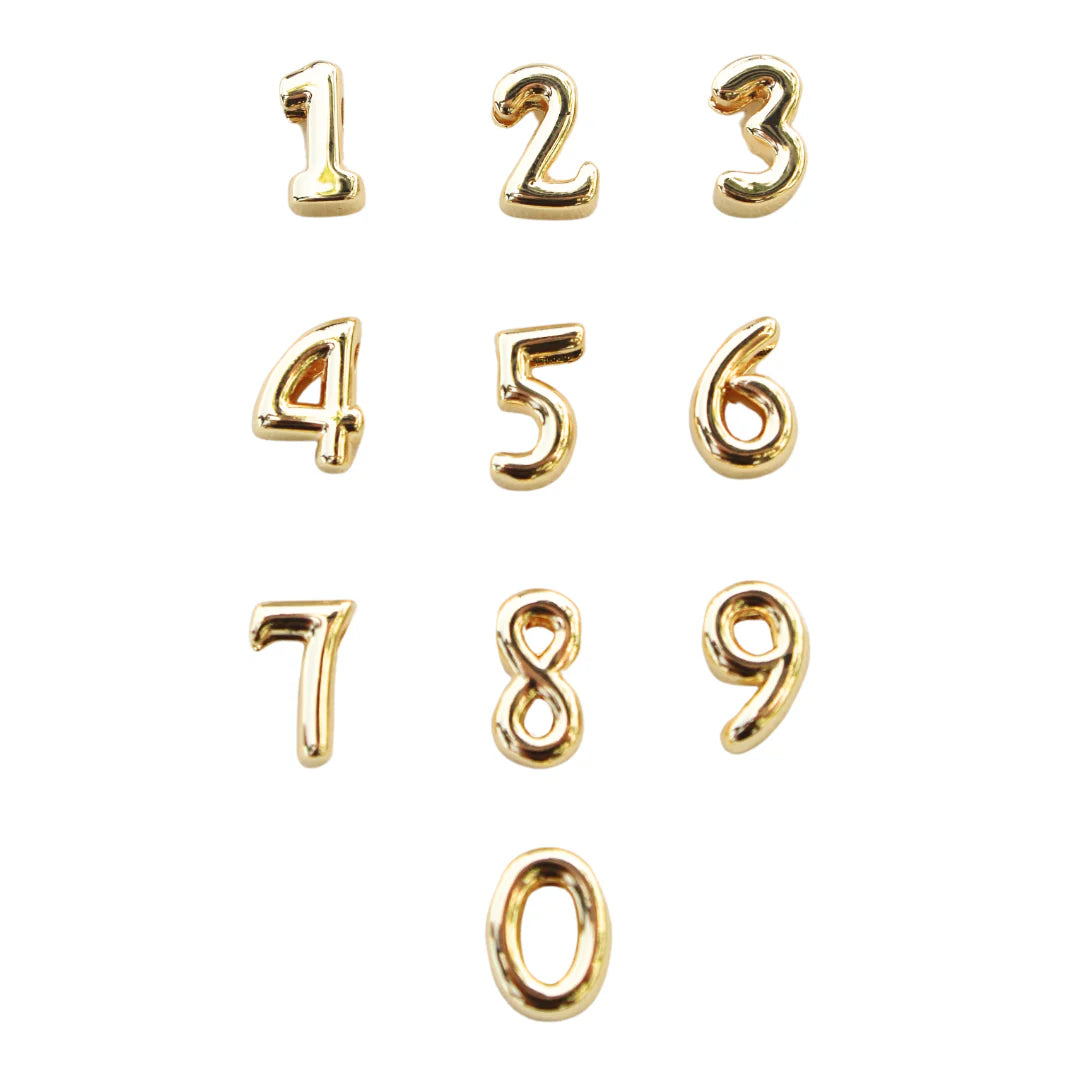 Gold Number Slide Charms