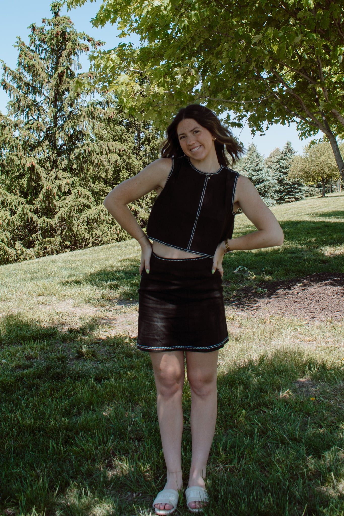 Bonez Contrast Stitch Mini Skirt