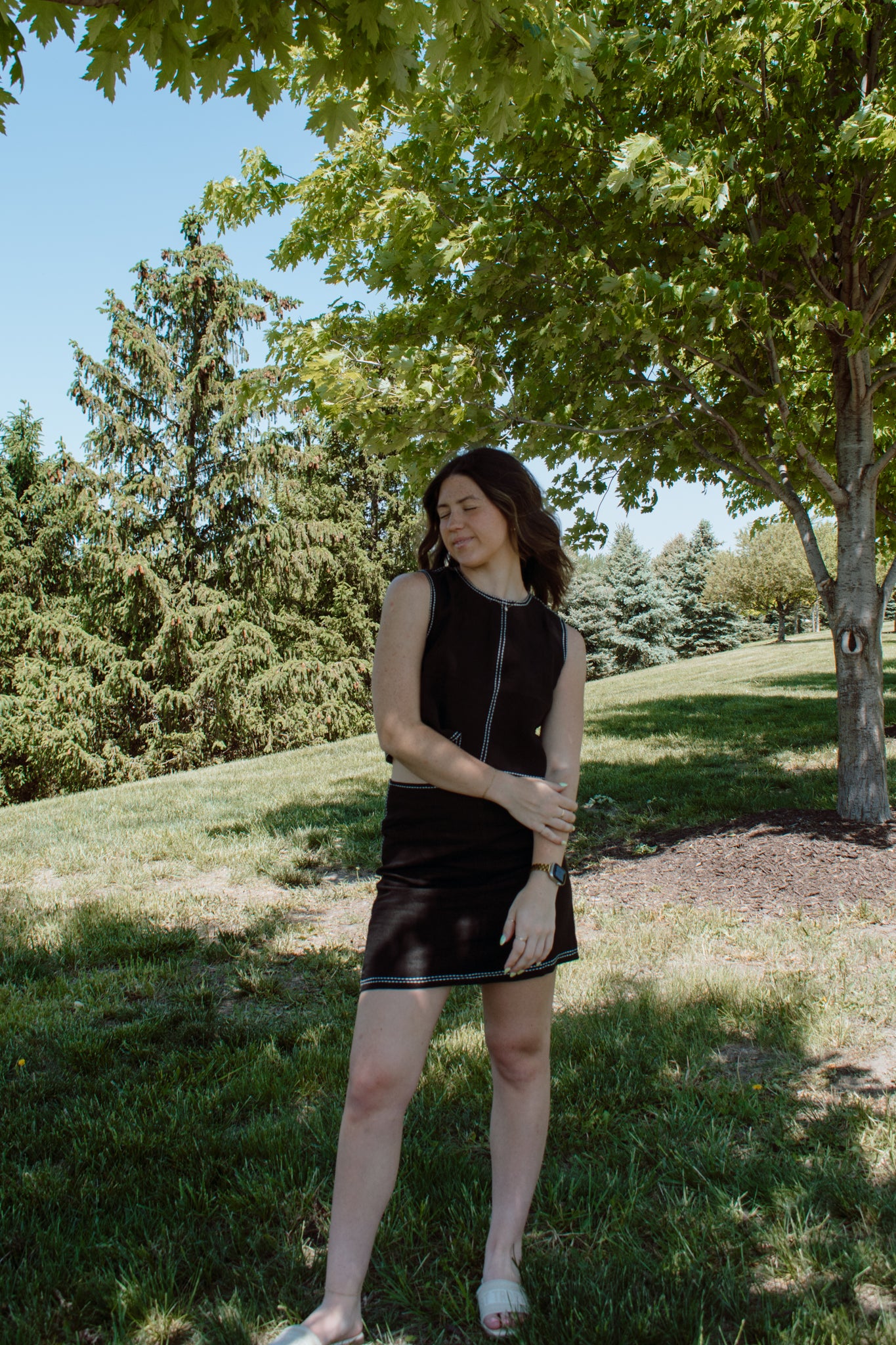 Bonez Contrast Stitch Mini Skirt