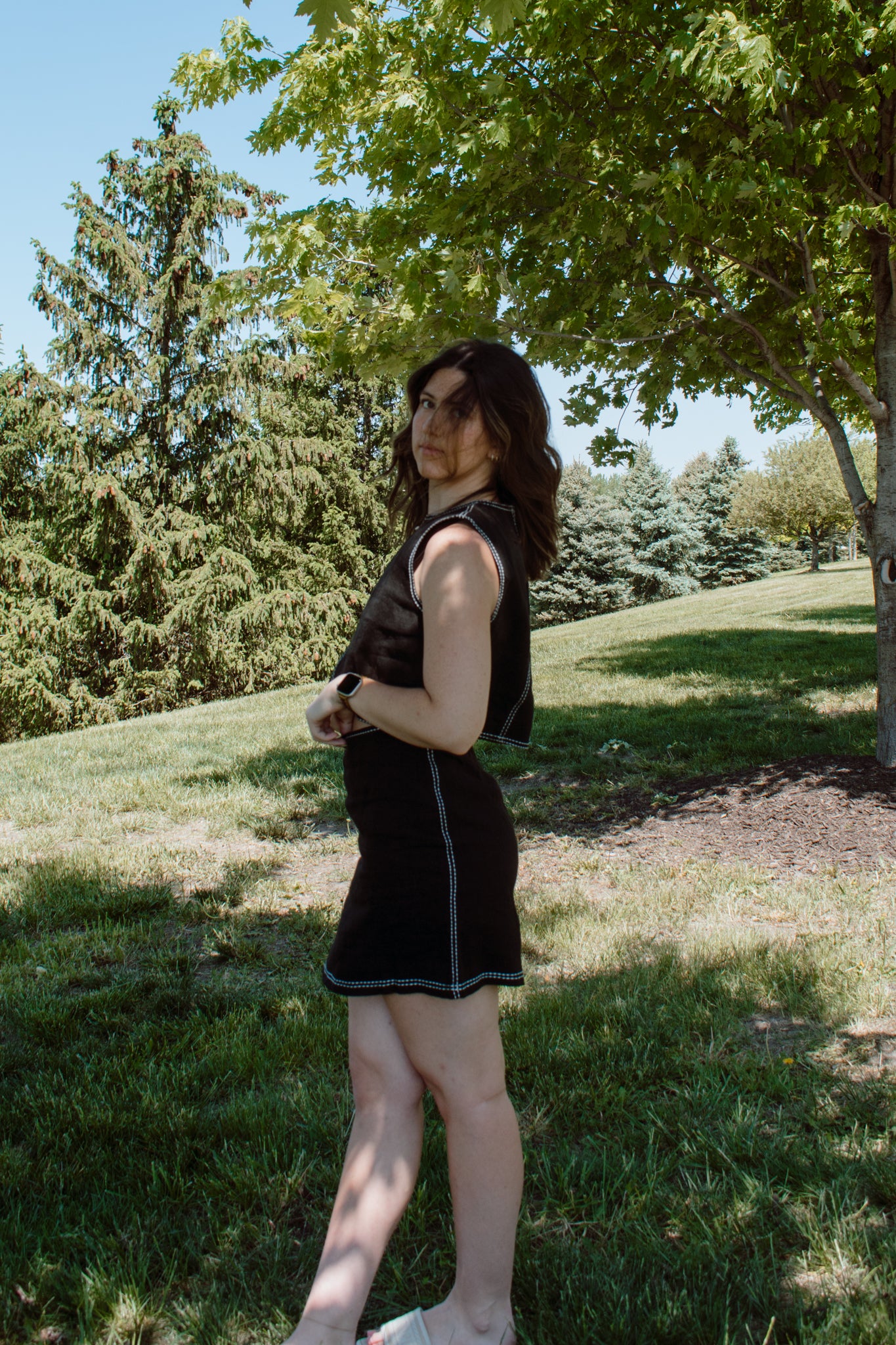Bonez Contrast Stitch Mini Skirt