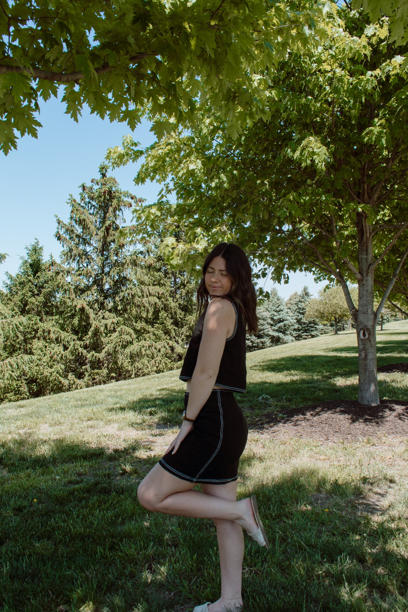 Bonez Contrast Stitch Mini Skirt