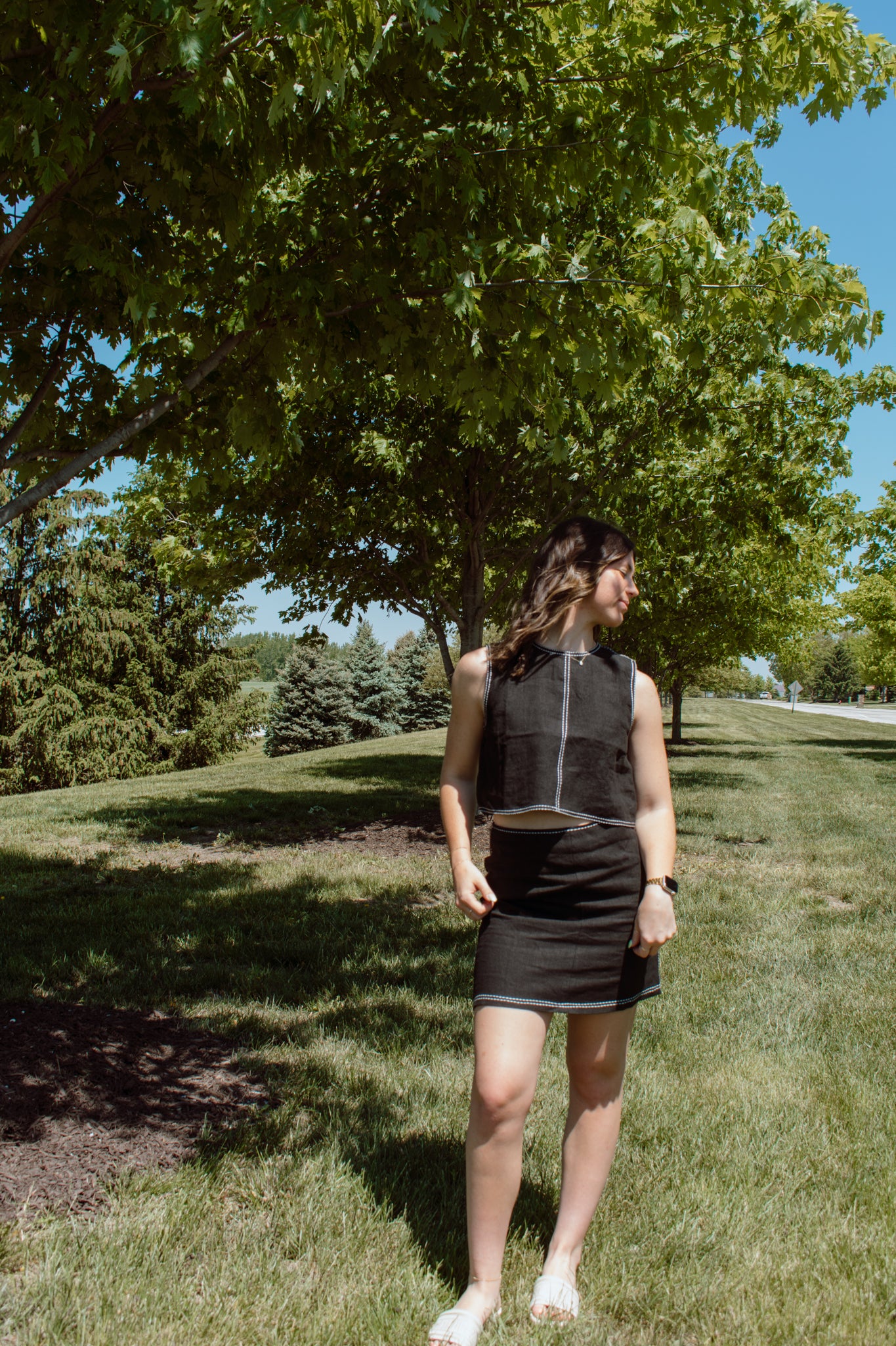 Bonez Contrast Stitch Mini Skirt