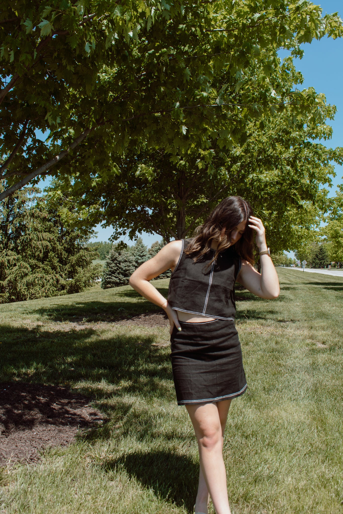 Bonez Contrast Stitch Mini Skirt
