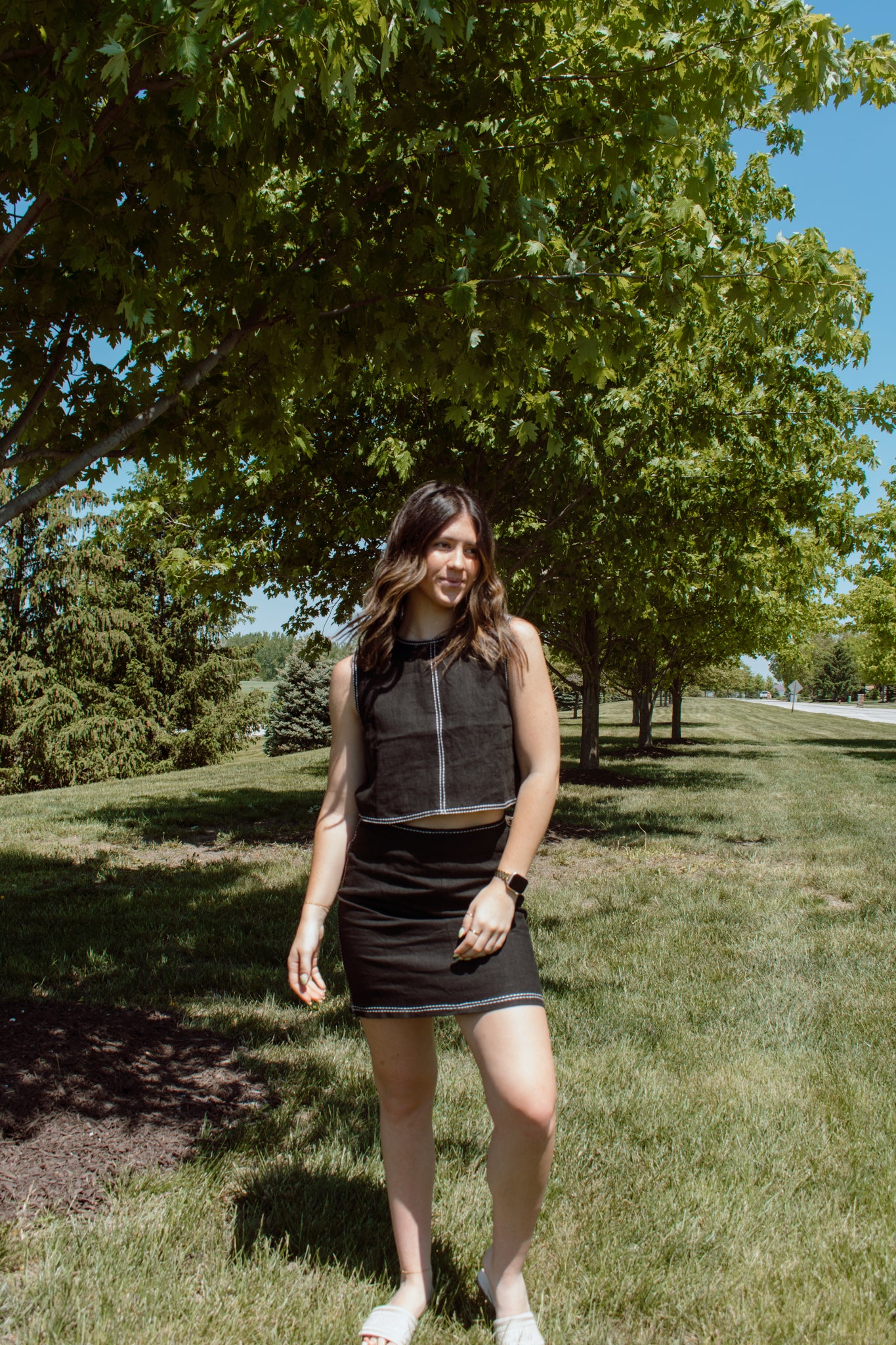 Bonez Contrast Stitch Mini Skirt