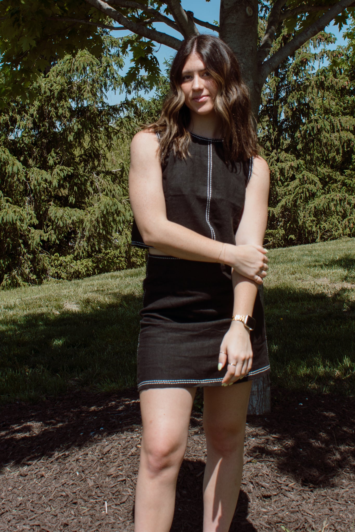 Bonez Contrast Stitch Mini Skirt
