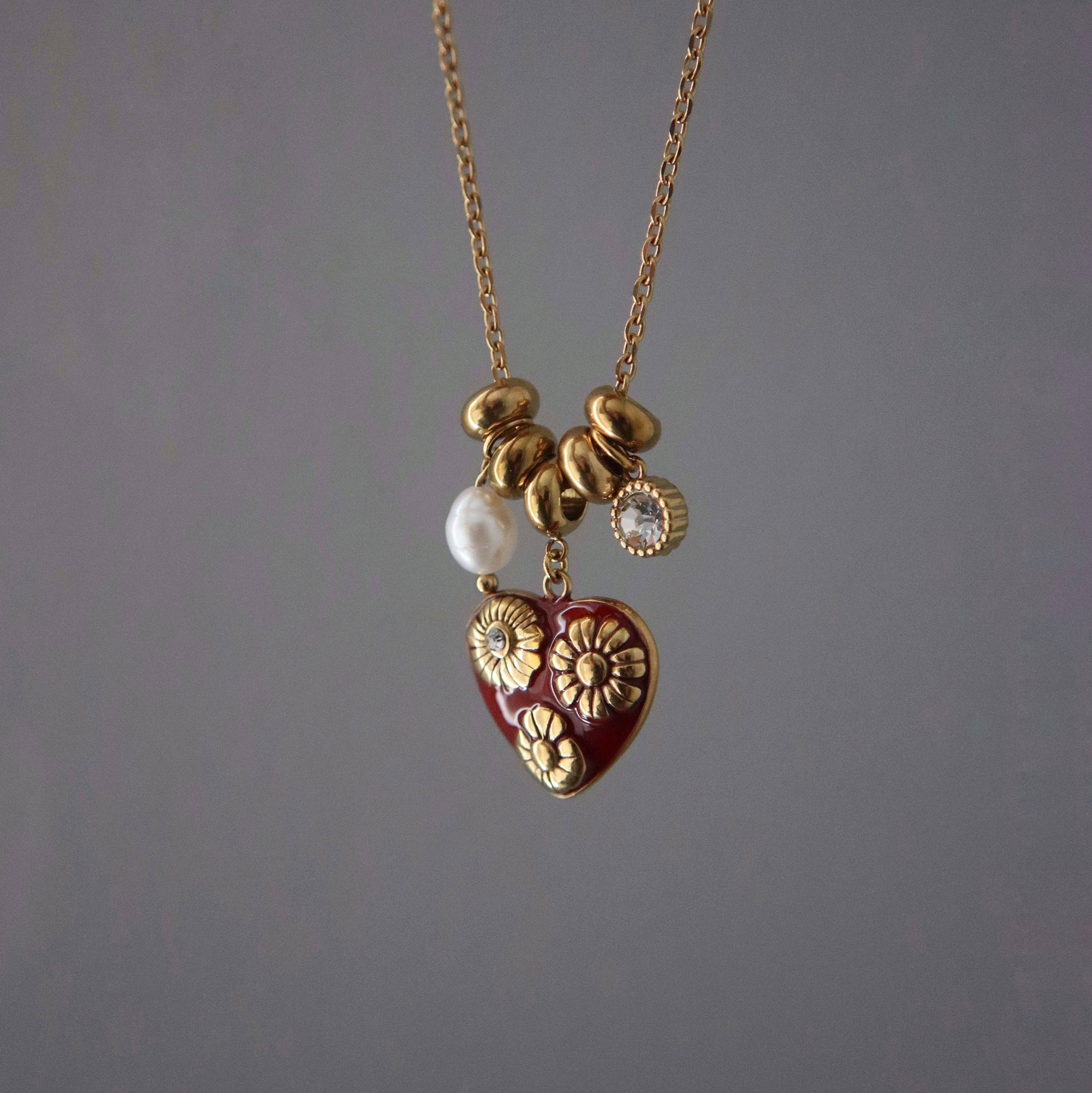Blooming Heart Charm Necklace