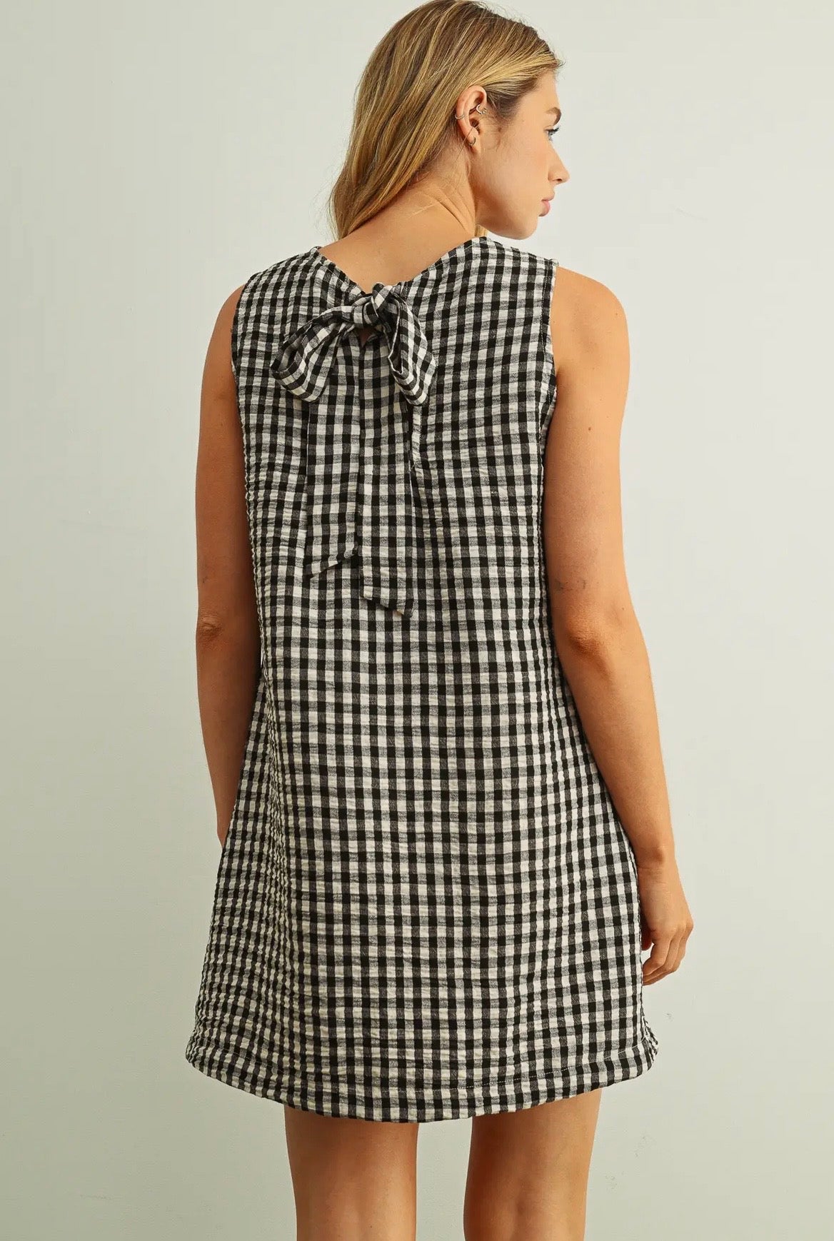 Gingham Open Back Mini Dress