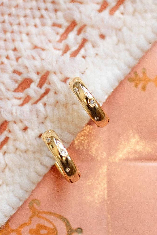 Charli Diamond & Gold Polka Dot Hoops